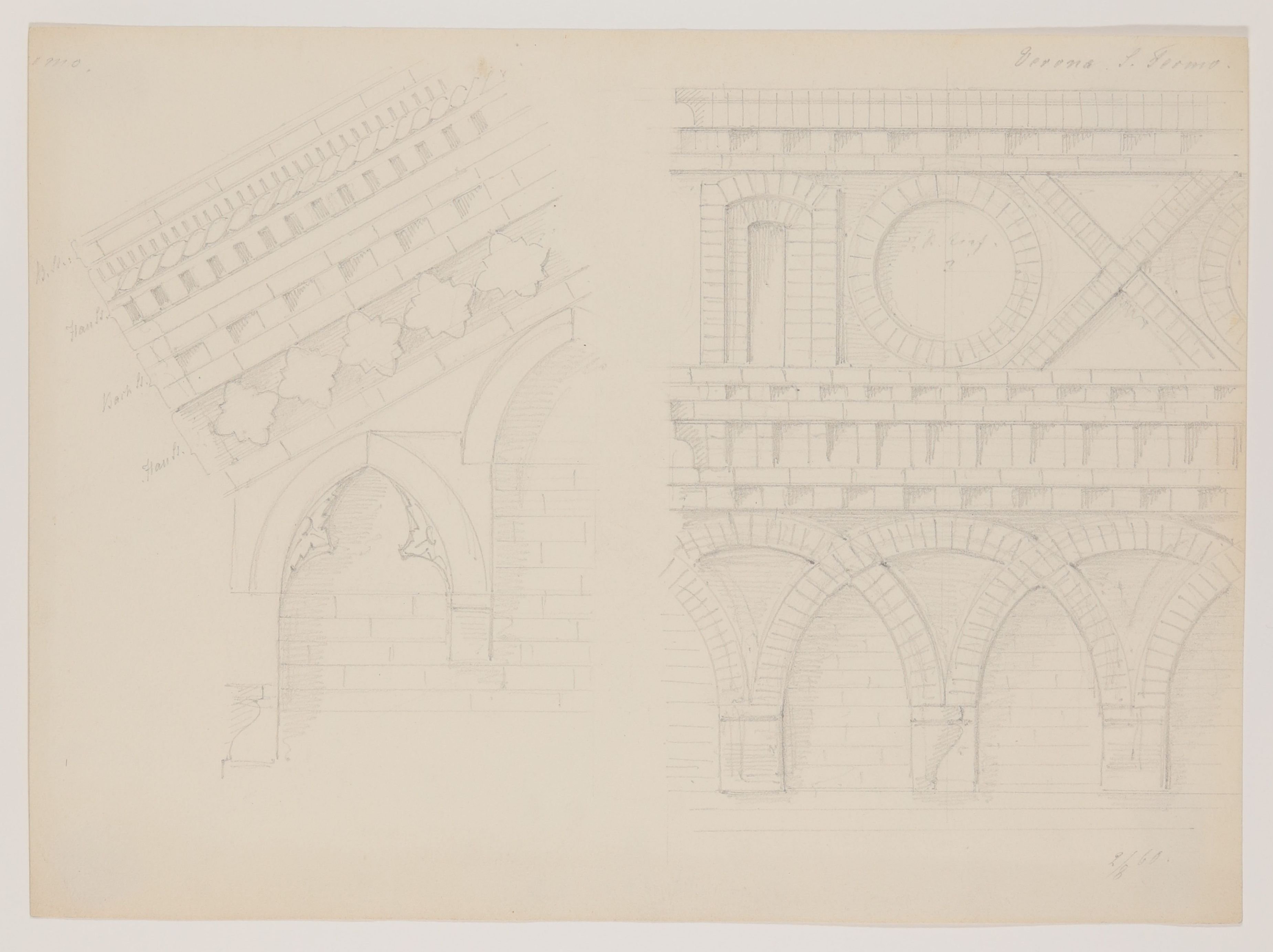 Details der Fassade von San Fermo in Verona [aus einem Konvolut von 107 Blatt Architekturstudien und Skizzen einer Italienreise] (Freies Deutsches Hochstift CC BY-NC-SA)