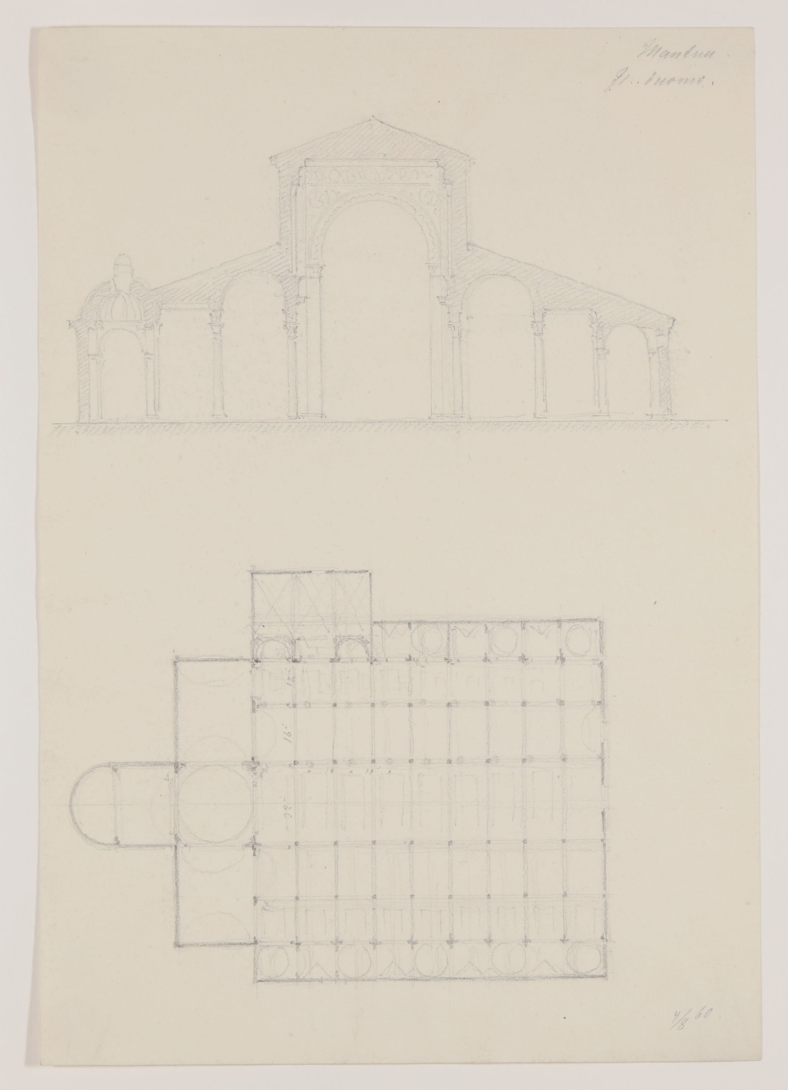 Dom von Mantua [aus einem Konvolut von 107 Blatt Architekturstudien und Skizzen einer Italienreise] (Freies Deutsches Hochstift CC BY-NC-SA)