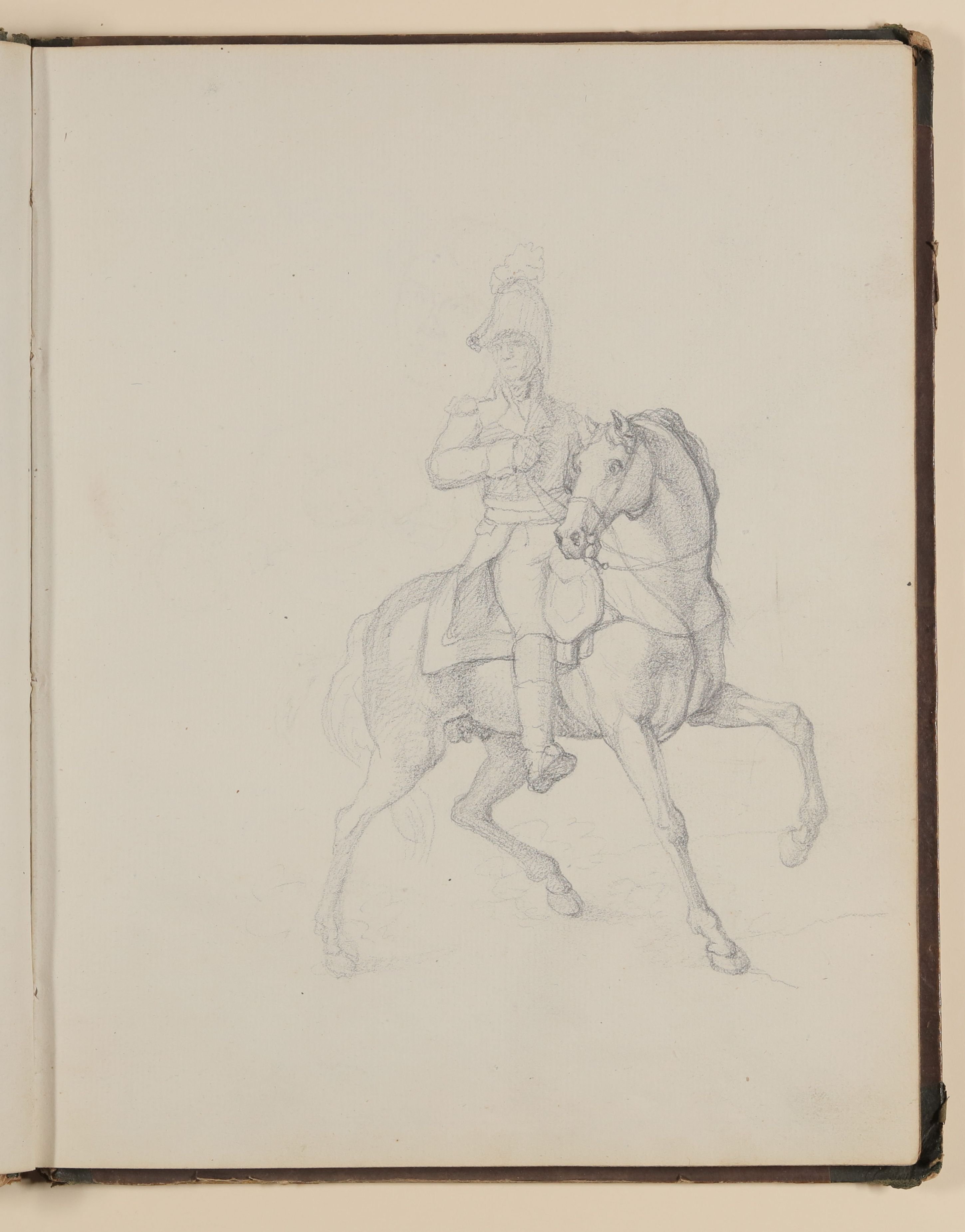 Berittener Soldat auf seinem Pferd [aus einem Skizzenbuch von unbekannter Hand, evtl. des Louis Thomassin] (Freies Deutsches Hochstift / Frankfurter Goethe-Museum CC BY-NC-SA)