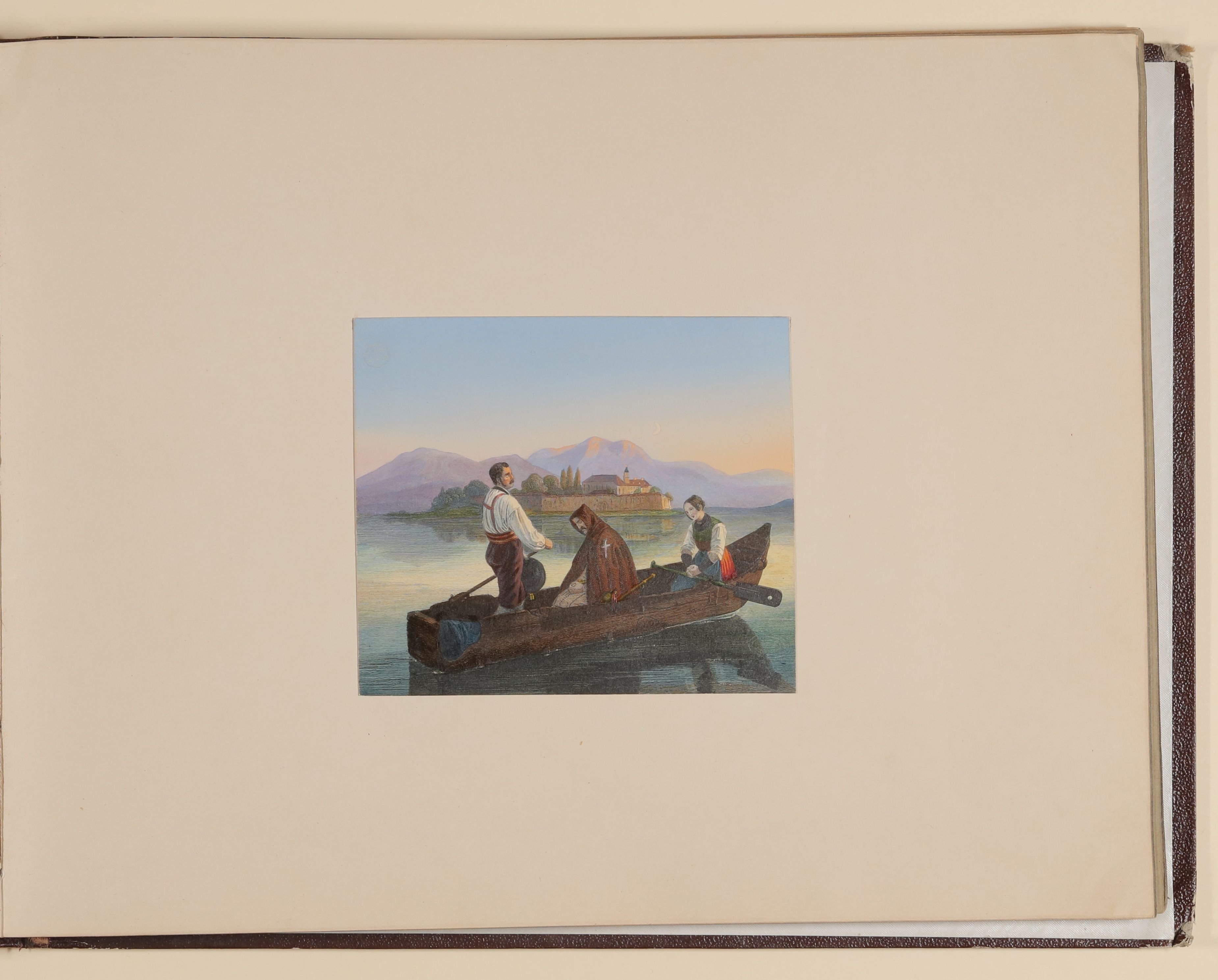Mönch, Mann und Frau in Boot auf dem Chiemsee (?) [Aus dem Album der Alwine Frommann] (Freies Deutsches Hochstift CC BY-NC-SA)