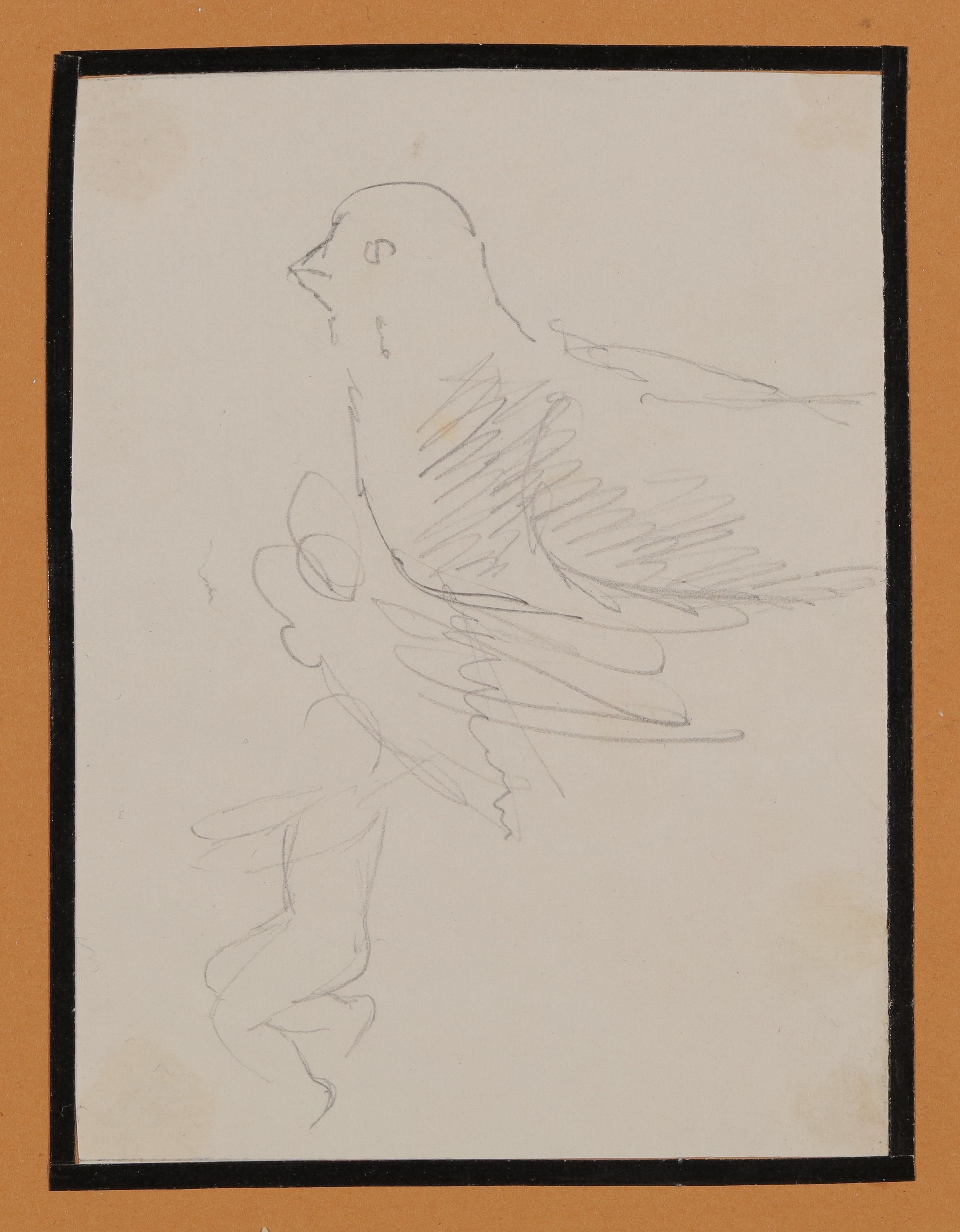 Vogel, darunter Kind, Skizze [aus der "geblümten Kassette"] (Freies Deutsches Hochstift CC BY-NC-SA)