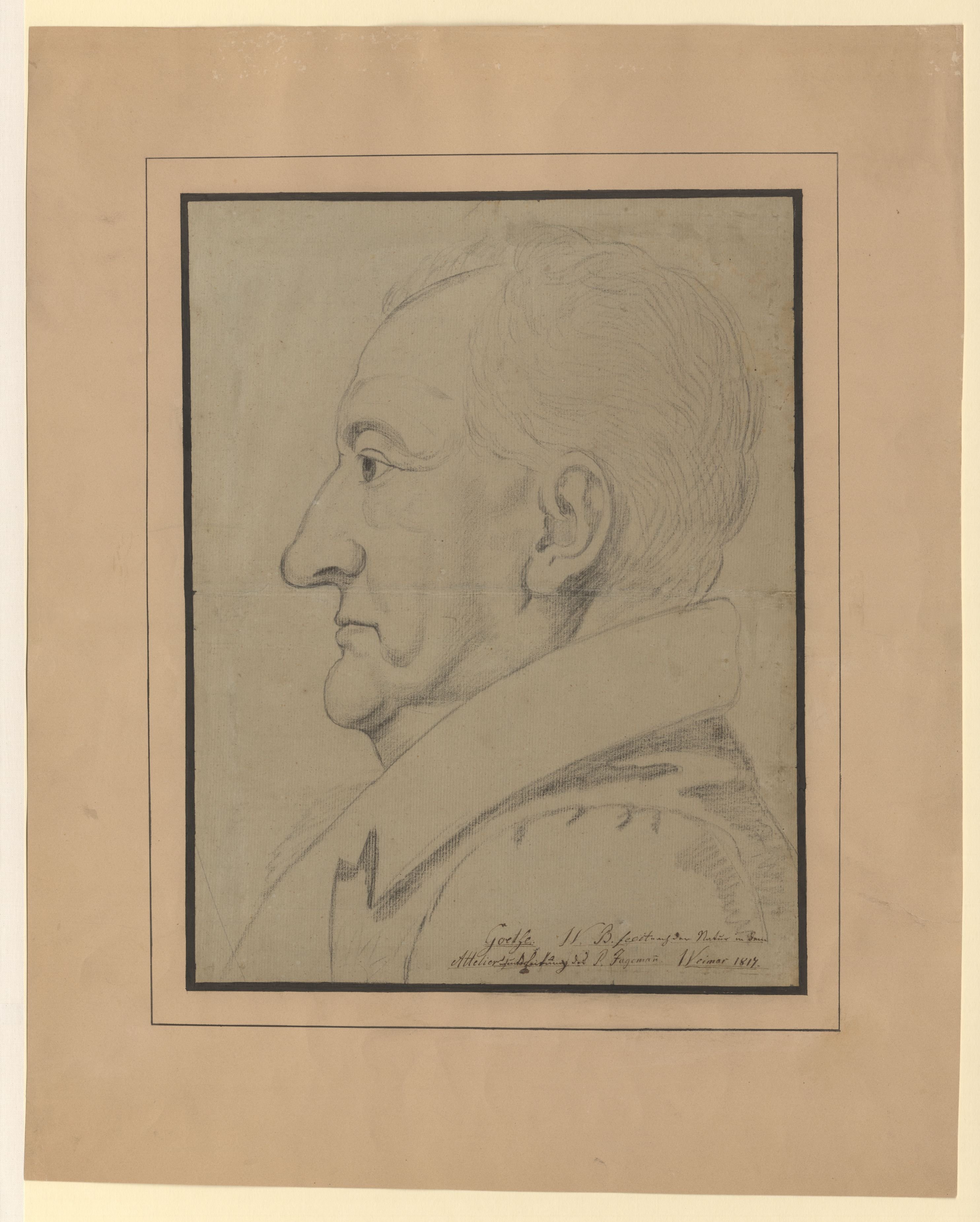 Johann Wolfgang von Goethe [nach der Zeichnung Jagemanns von 1817] (Freies Deutsches Hochstift CC BY-NC-SA)