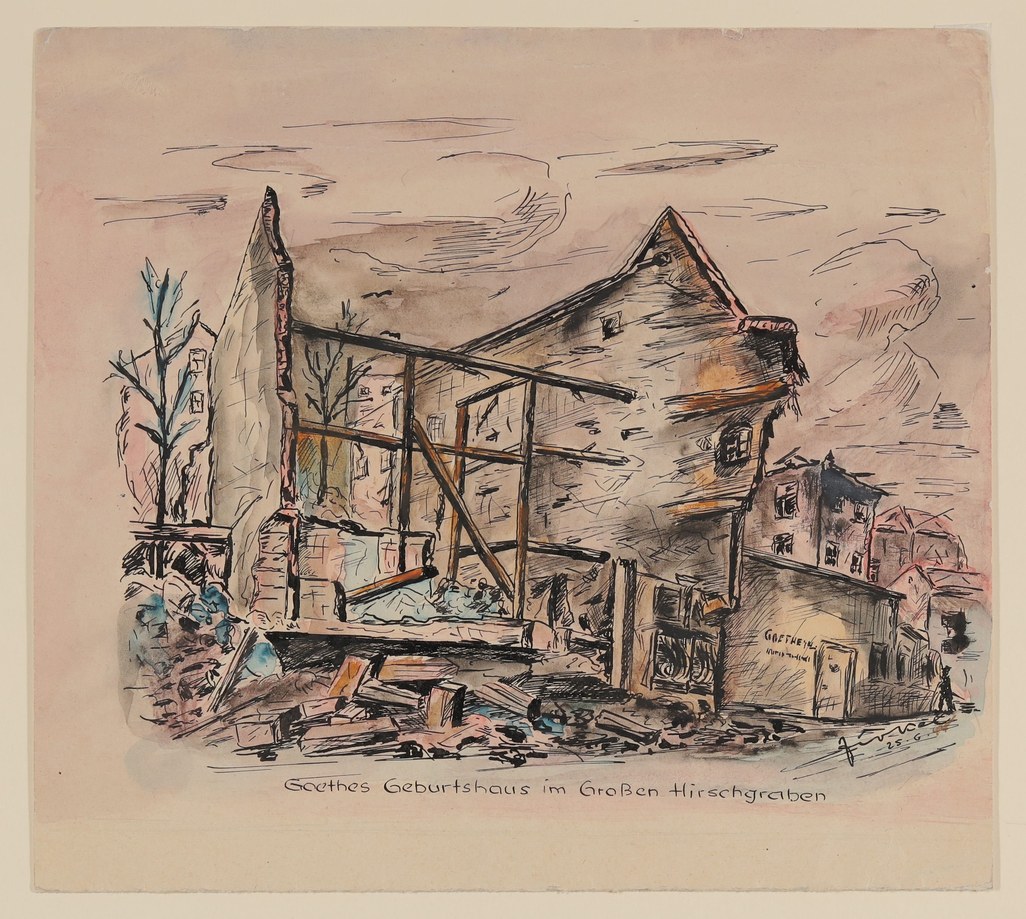 Das im Krieg zerstörte Goethe-Haus (Freies Deutsches Hochstift © Erbengemeinschaft Willi Zirkel RR-F)