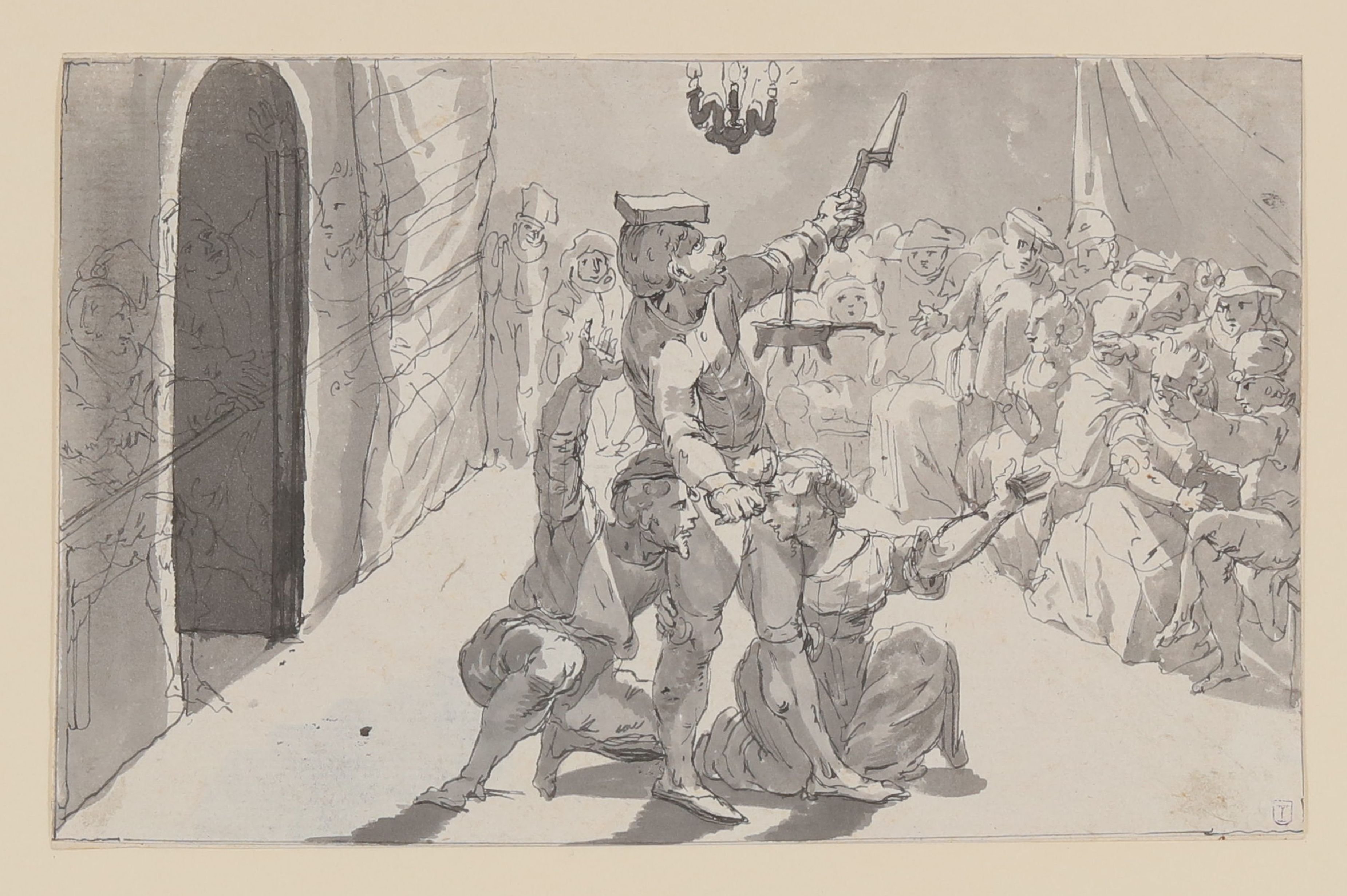 Das Wandgespräch von Pyramus und Thisbe [Illustration zu William Shakespeares "Ein Sommernachtstraum" (5. Aufzug, 1. Szene)] (Freies Deutsches Hochstift CC BY-NC-SA)