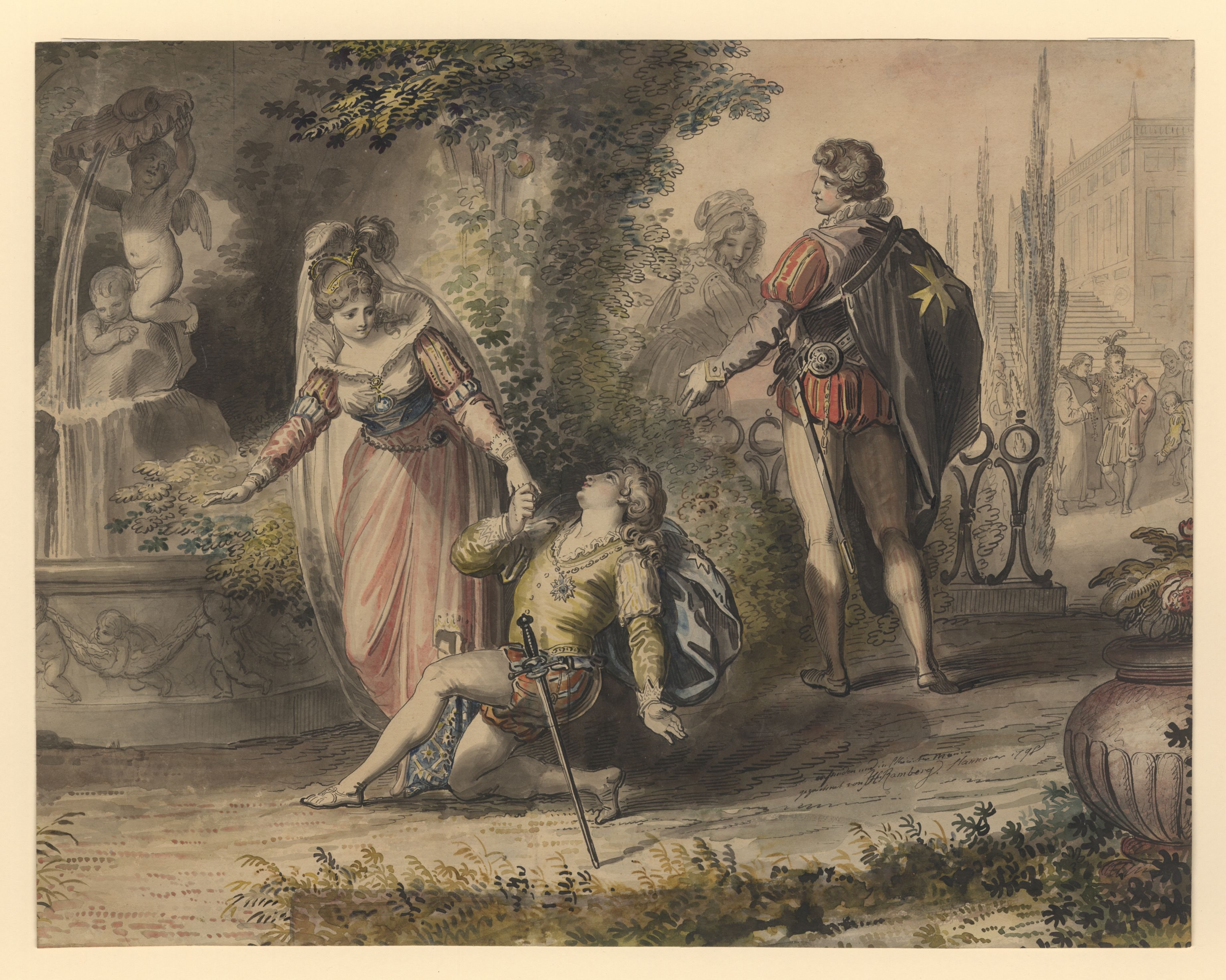 Illustration zu Friedrich Schillers "Don Carlos", 1. Akt, 5. Auftritt (Freies Deutsches Hochstift CC BY-NC-SA)