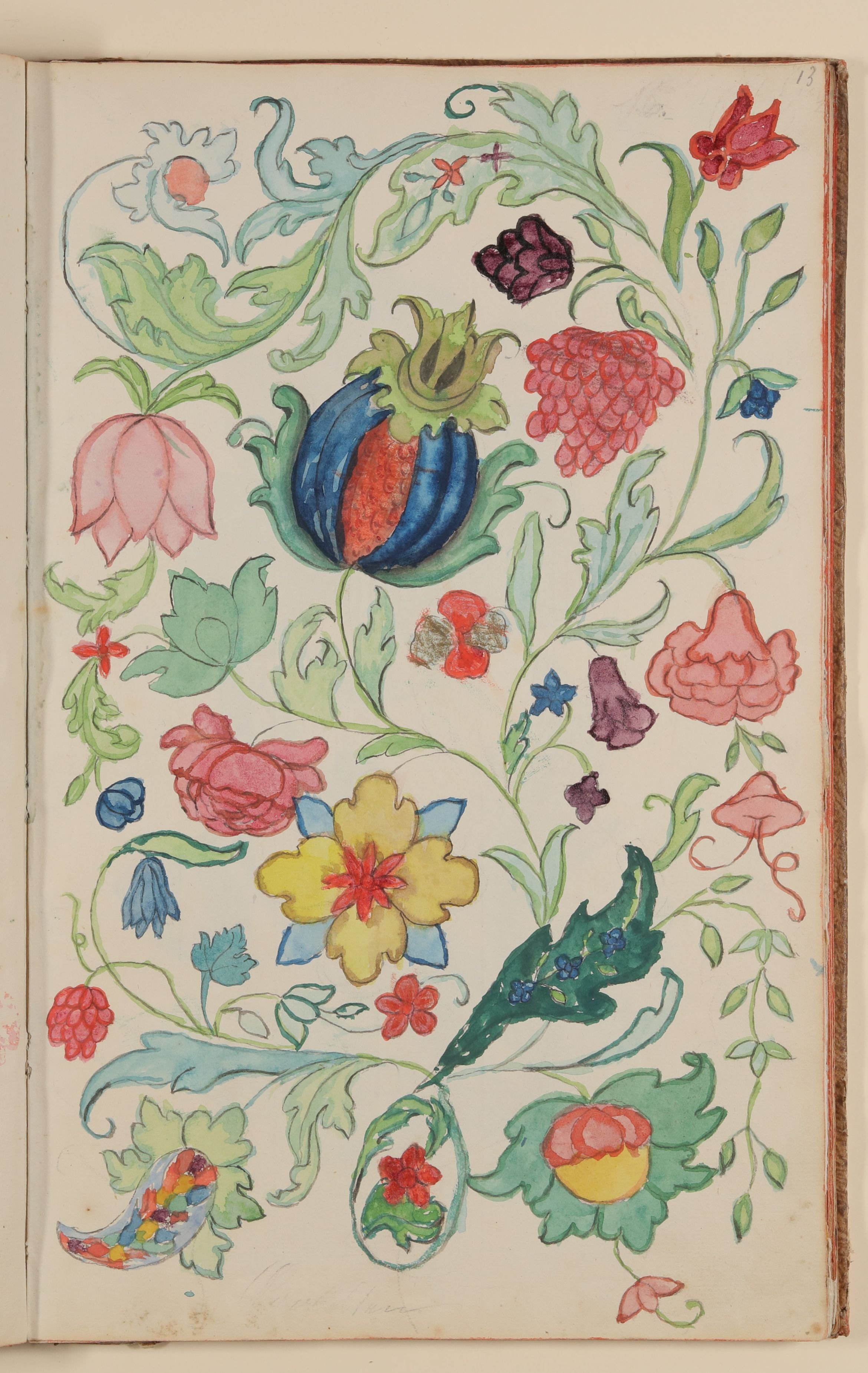 Ranken- und Blütenornamente [aus einem Skizzenbuch der Marianne Franziska Seiffert von Klettenberg] (Freies Deutsches Hochstift CC BY-NC-SA)