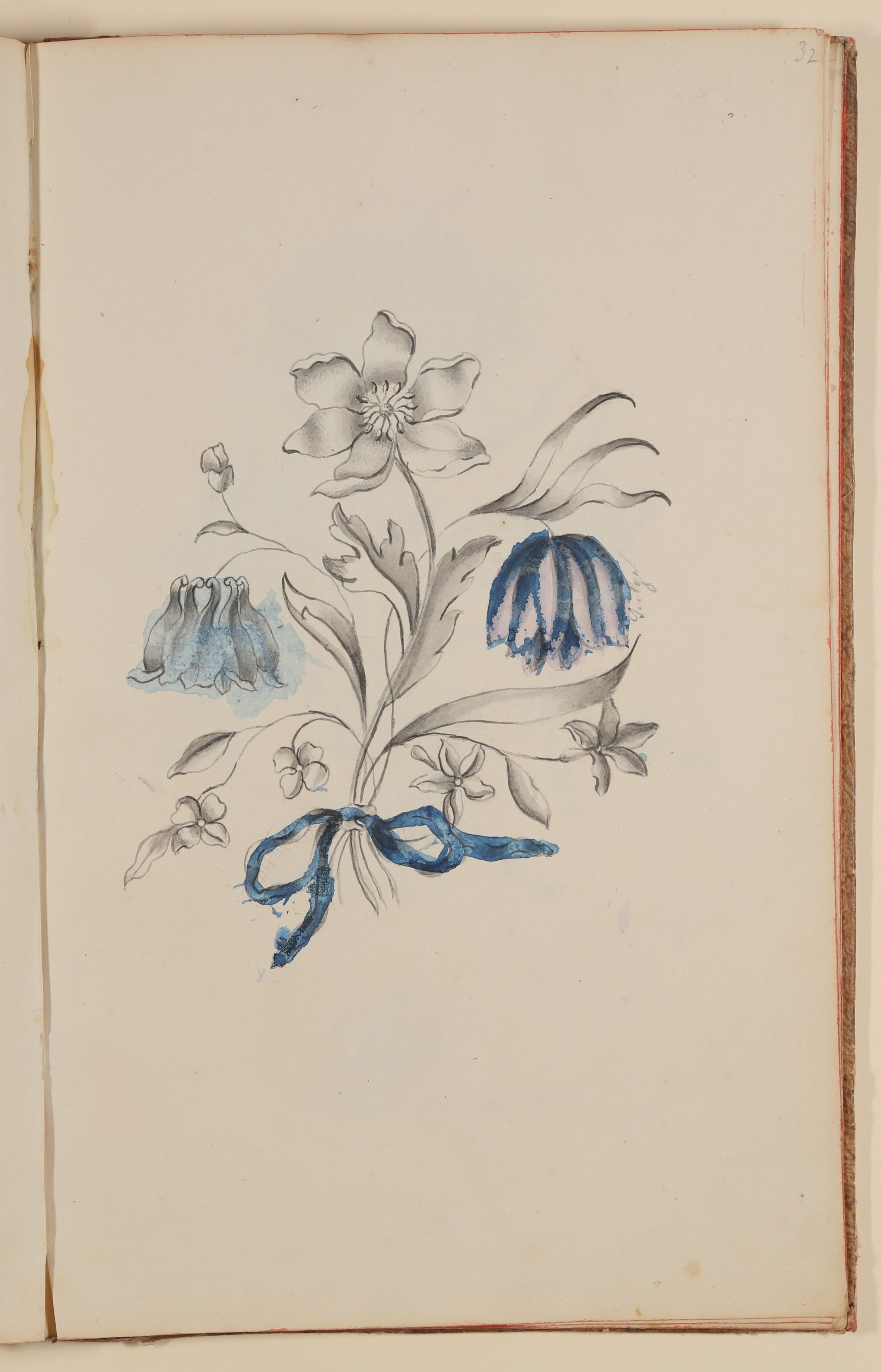 Strauß mit Akelei und anderen Blumen [aus einem Skizzenbuch der Marianne Franziska Seiffert von Klettenberg] (Freies Deutsches Hochstift CC BY-NC-SA)