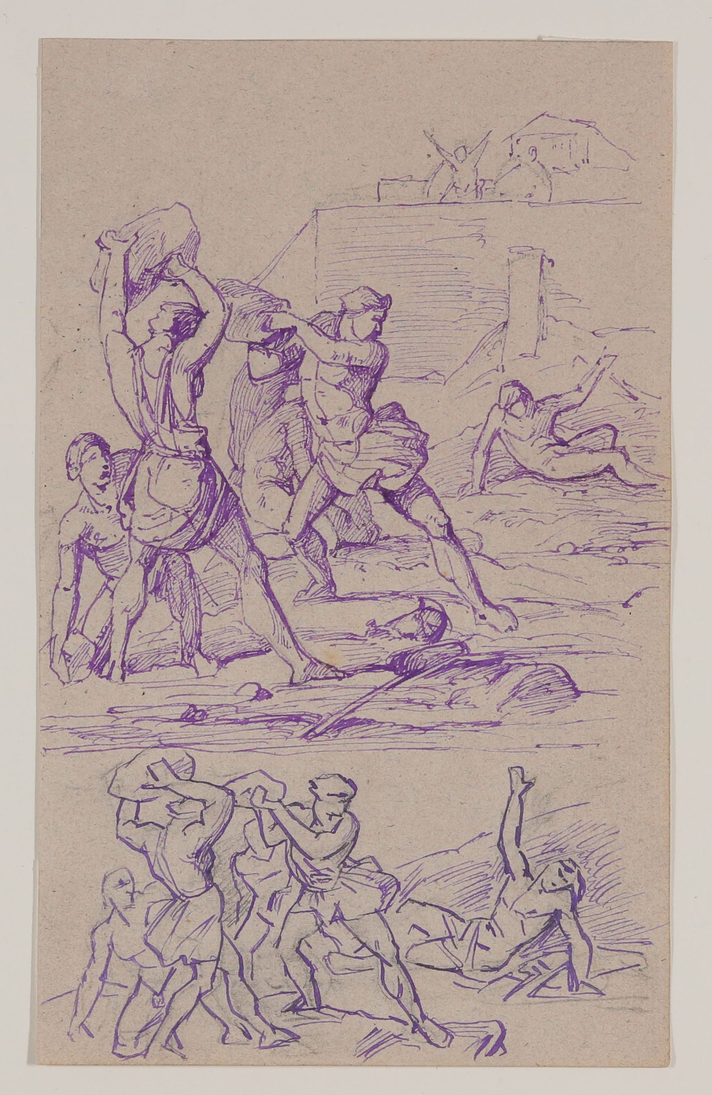 Kampf mit Steinen [Entwurf zu einem Illustrationszyklus mit Szenen aus Homers "Ilias"] (Freies Deutsches Hochstift CC BY-NC-SA)