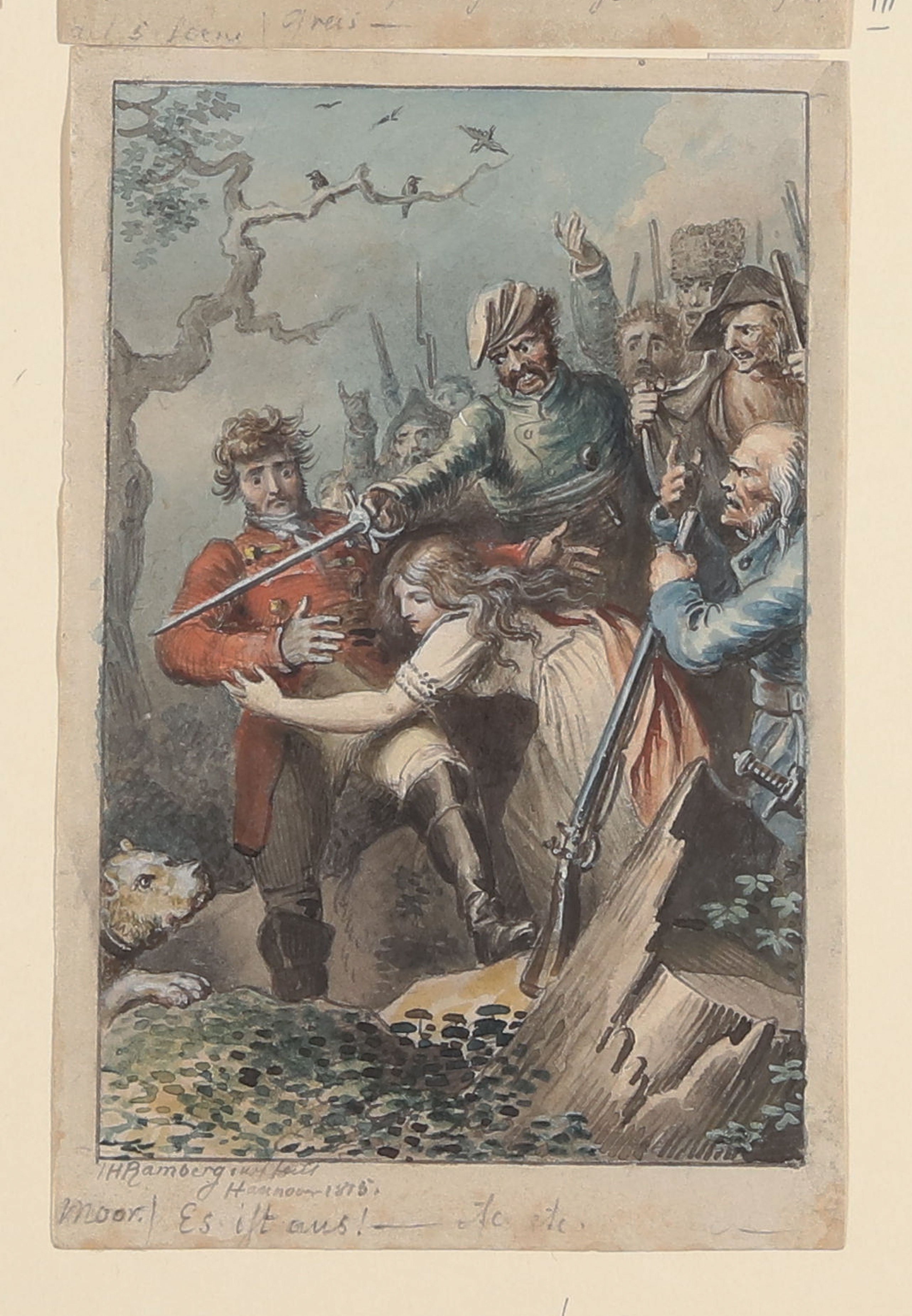Die Scheidung durchs Schwert [Illustration zu Friedrich Schillers Drama "Die Räuber", 5. Akt, 2. Szene] (Freies Deutsches Hochstift CC BY-NC-SA)