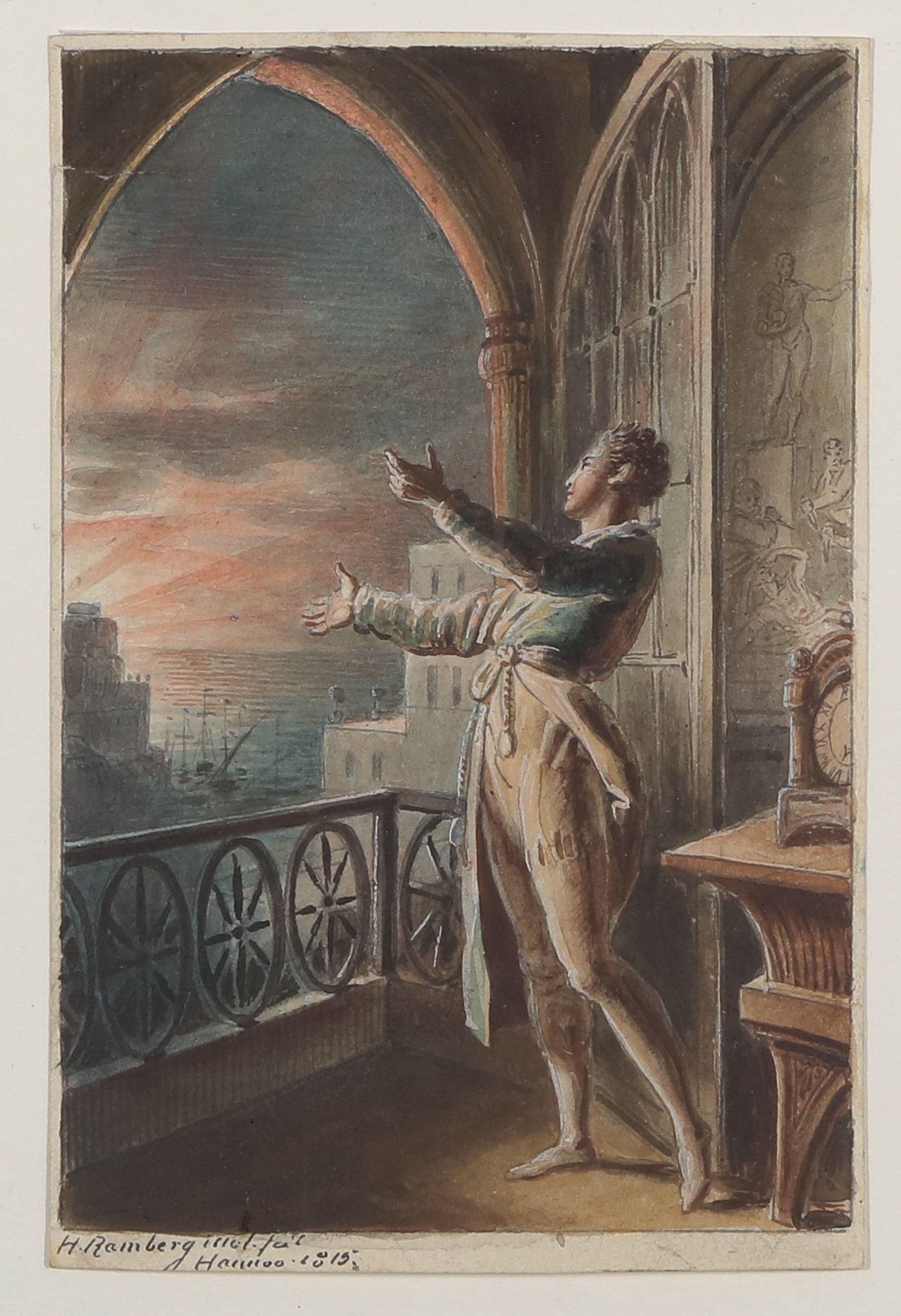 Der Monolog [Illustration zu Friedrich Schillers "Die Verschwörung des Fiesco zu Genua", 3. Aufzug, 2. Auftritt] (Freies Deutsches Hochstift CC BY-NC-SA)