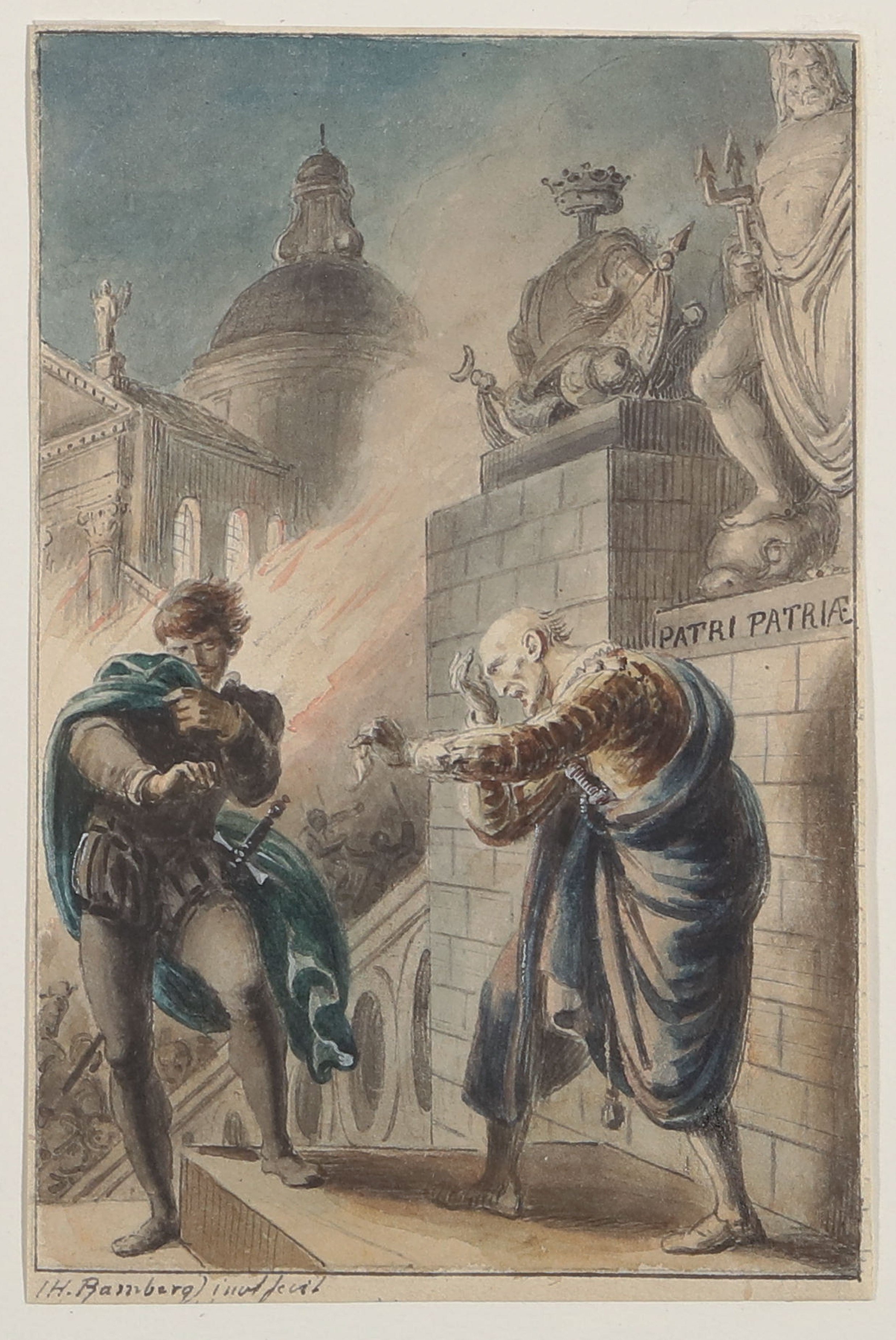 Die Haarlocke [Illustration zu Friedrich Schillers "Die Verschwörung des Fiesco zu Genua", 5. Aufzug, 14. Auftritt] (Freies Deutsches Hochstift CC BY-NC-SA)