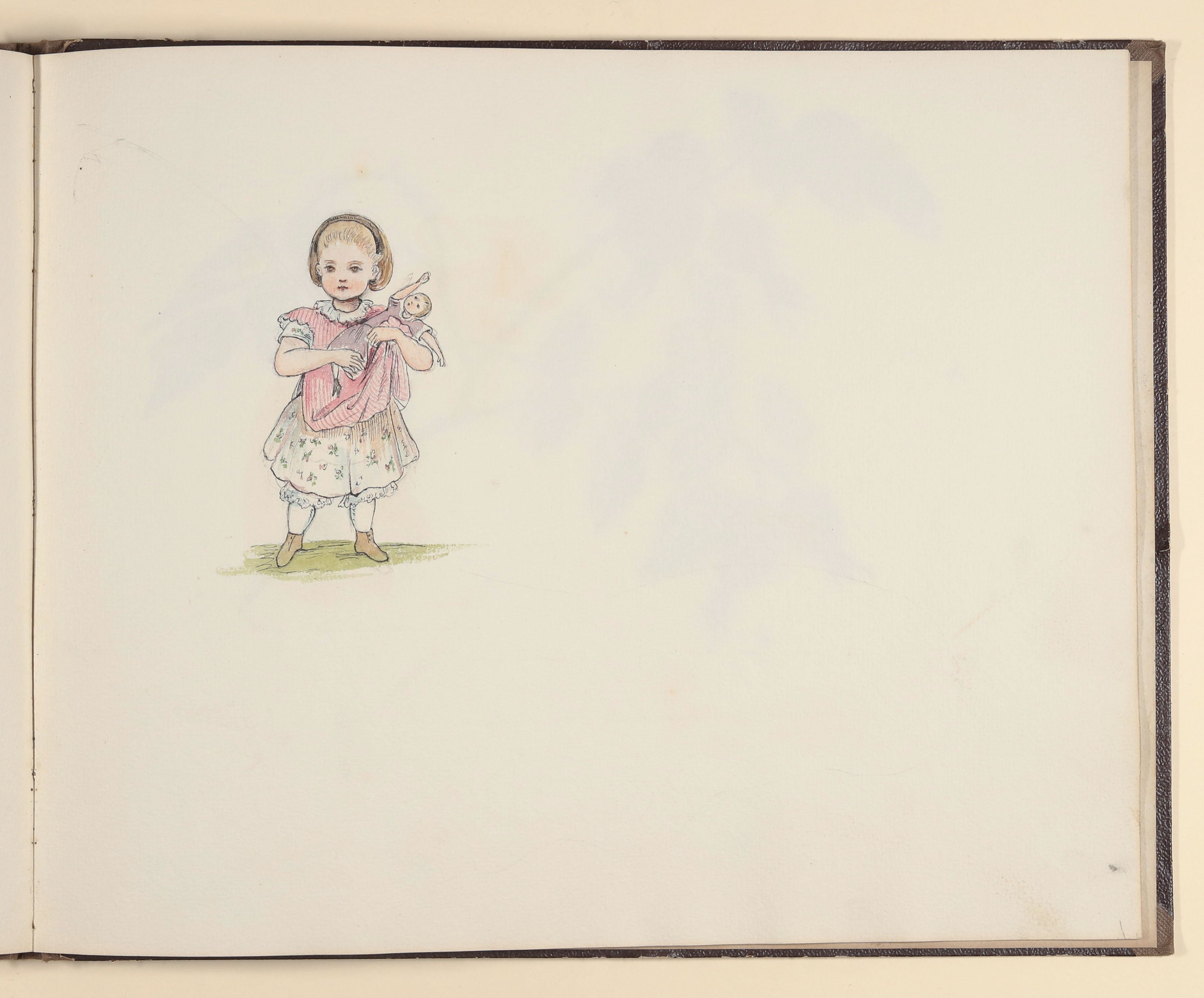 Kleines Mädchen mit einer Puppe im Arm [aus einem Skizzenbuch vornehmlich mit Tier- und Pflanzenstudien] ((c) Freies Deutsches Hochstift / Frankfurter Goethe-Museum CC BY-NC-SA)