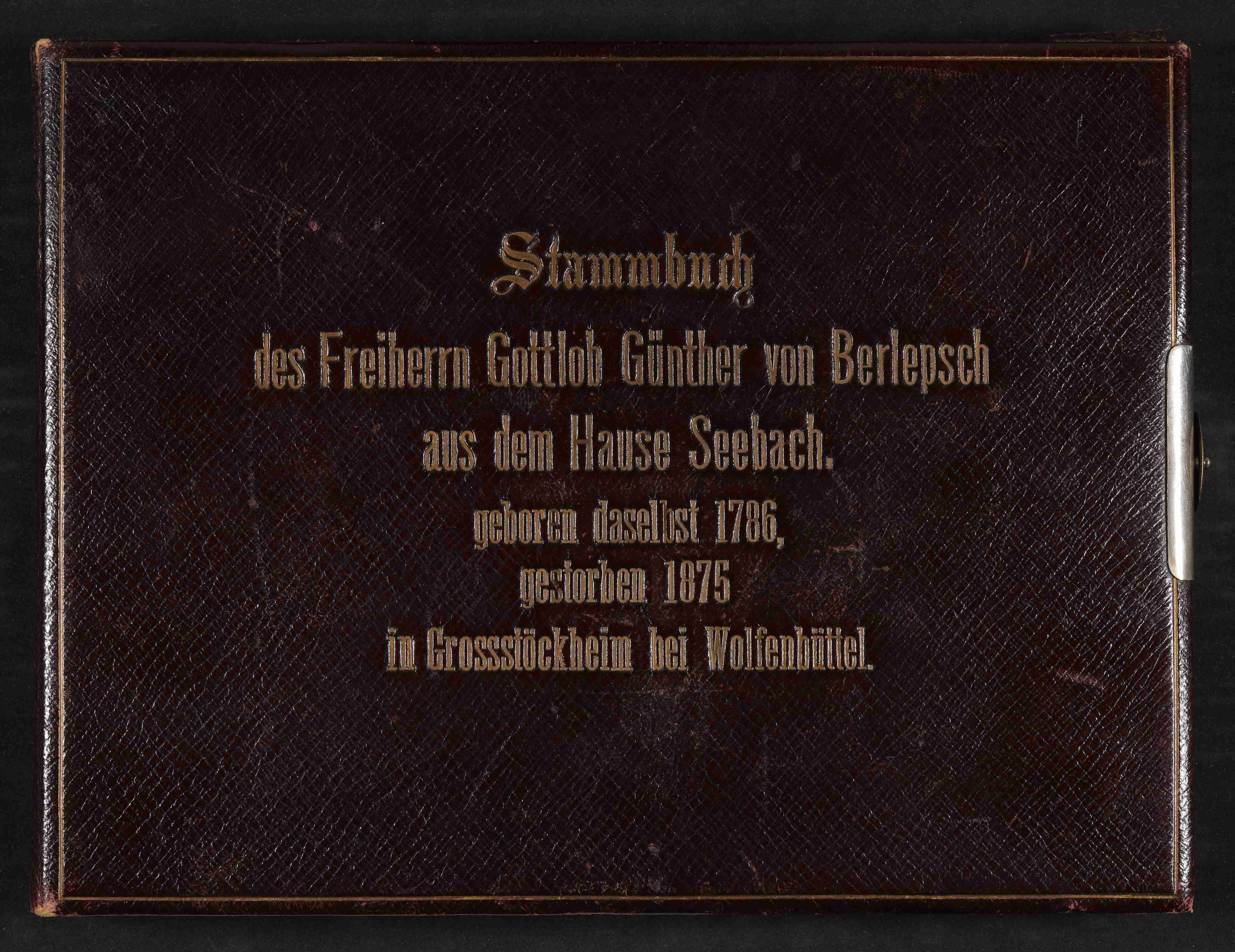 Stammbuch des Freiherrn von Berlepsch, Einband vorne (Freies Deutsches Hochstift CC BY-NC-SA)