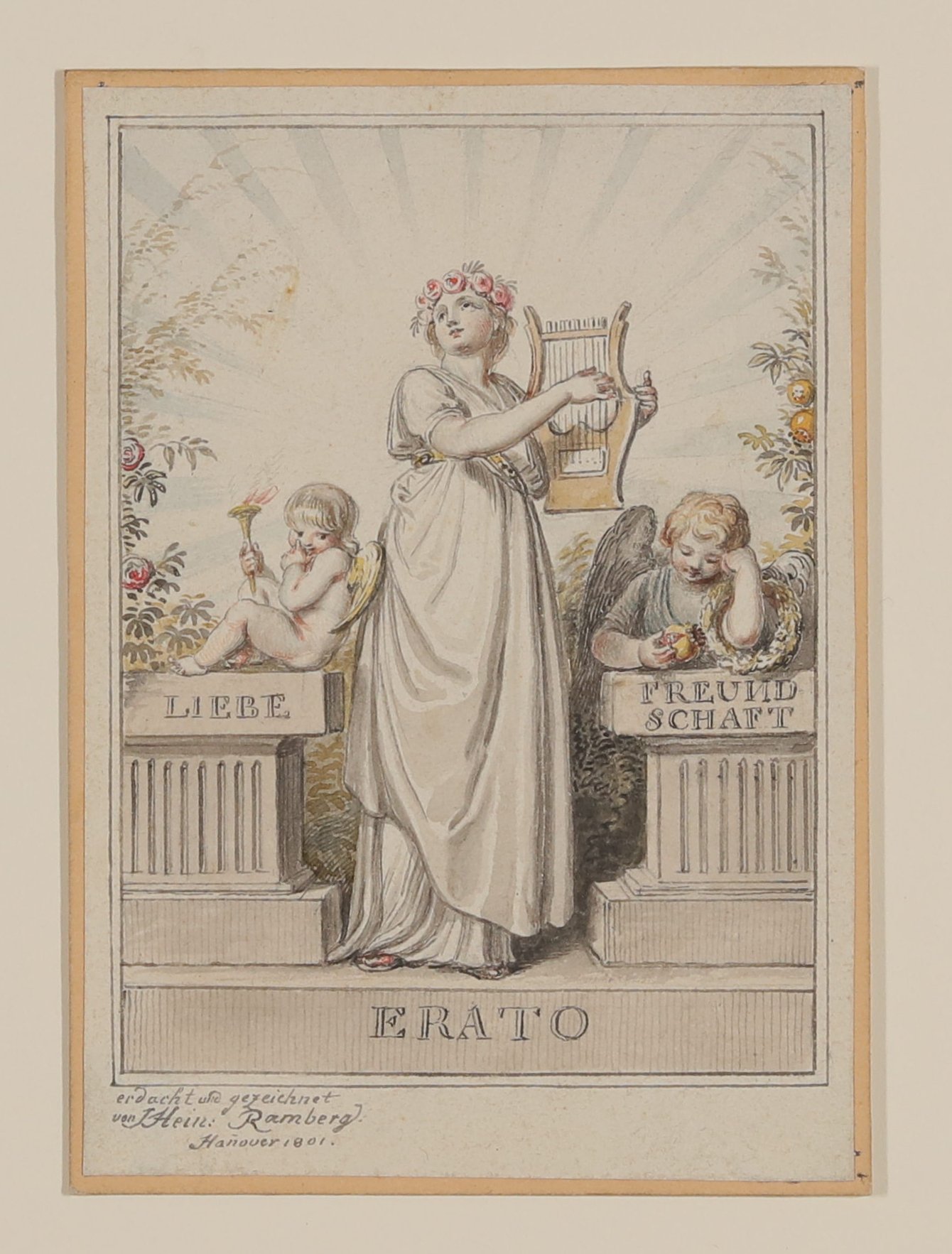 Die Muse Erato [Vorzeichnung zum Titelblatt für das "Taschenbuch der Liebe und Freundschaft gewidmet" 1803] (Freies Deutsches Hochstift CC BY-NC-SA)