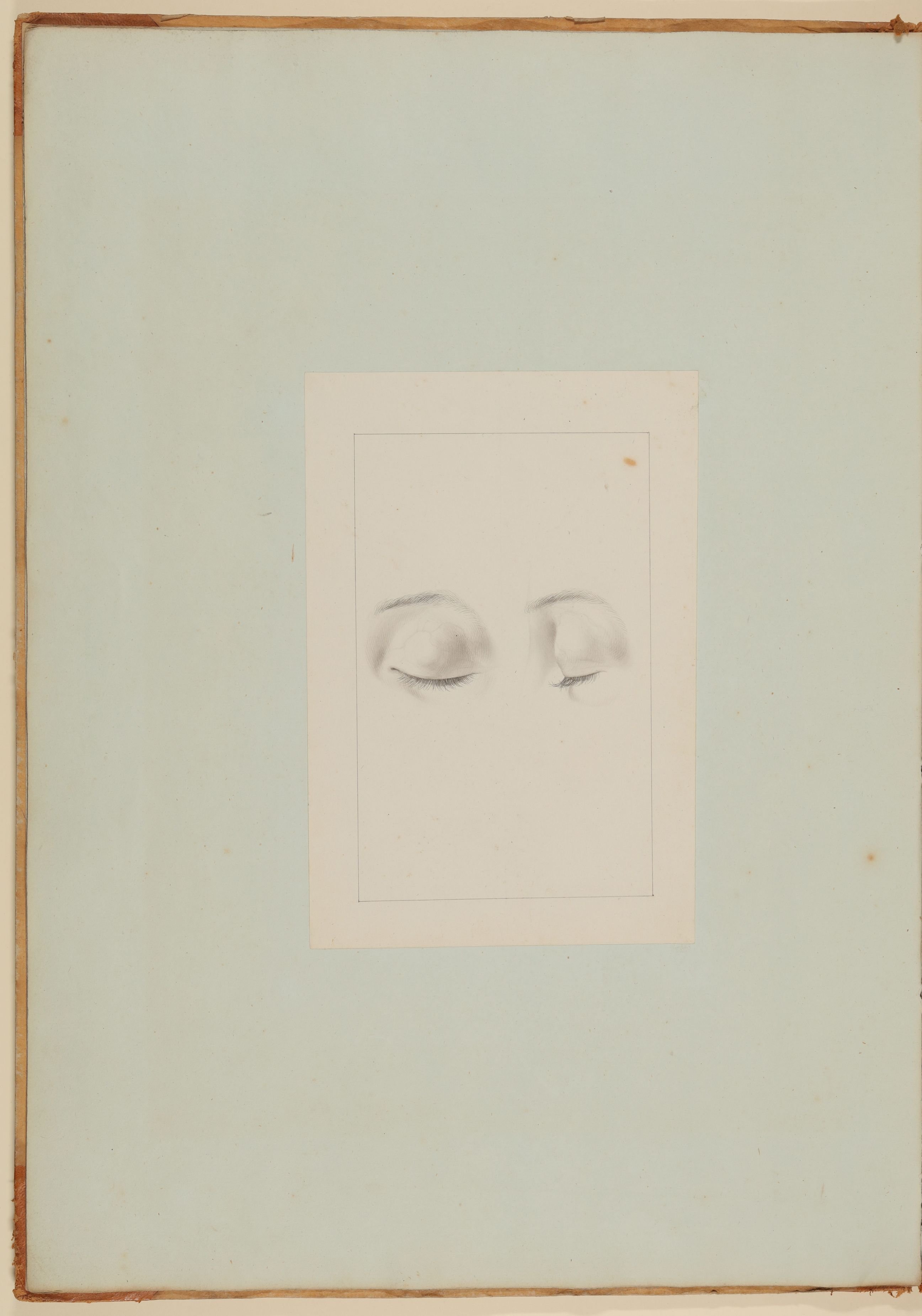 Linkes Auge einer schlafenden, fünfundzwanzig-jährigen Frau [Vorzeichnung zu Samuel Thomas Soemmering, Abbildungen des menschlichen Auges, Frankfurt am Mai (Freies Deutsches Hochstift CC BY-NC-SA)