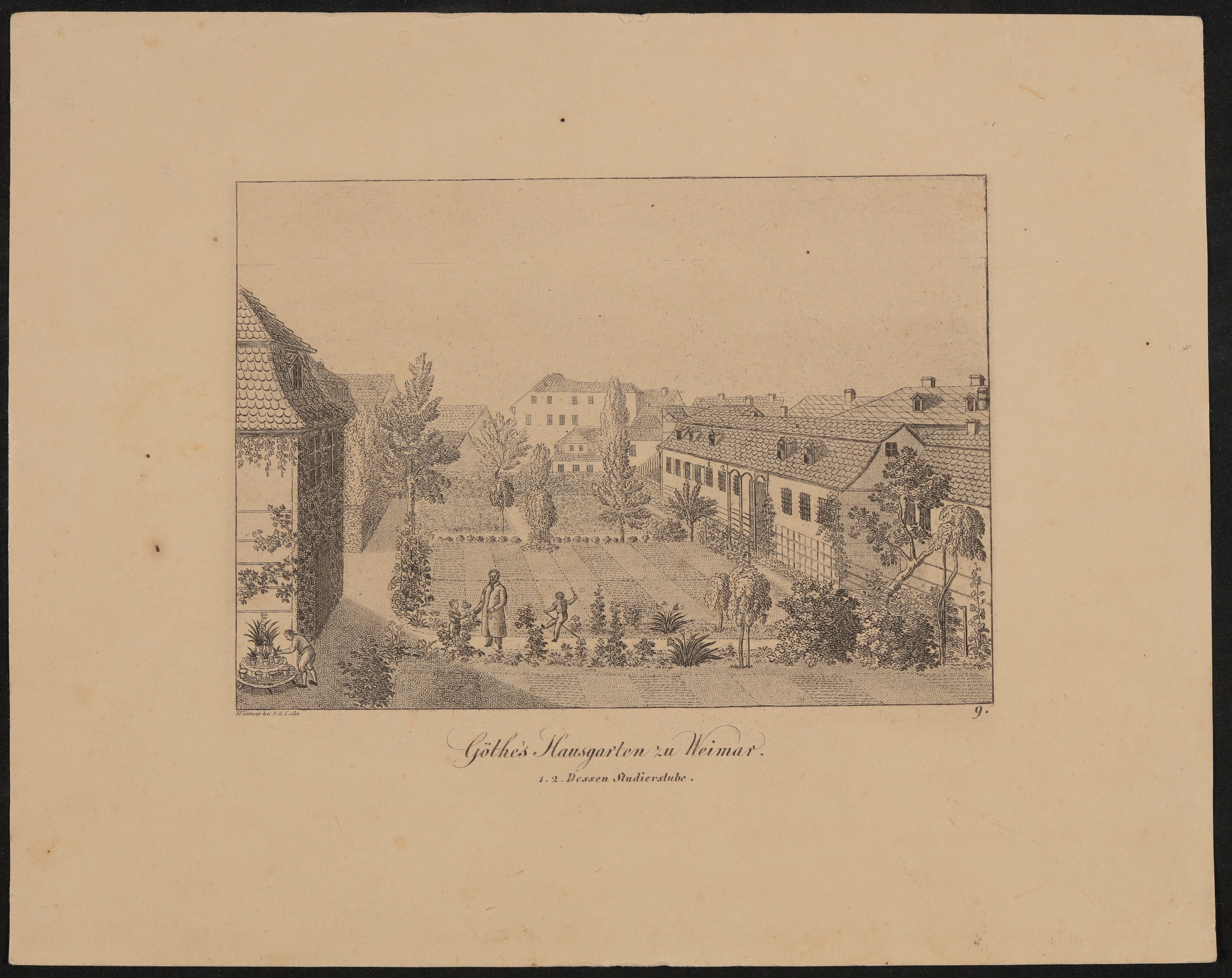 Ansichtskarte von "Göthe's Hausgarten zu Weimar" von Helene und Alfred von Nostitz an Hofmannsthal (Freies Deutsches Hochstift / Frankfurter Goethe-Museum CC BY-NC-SA)