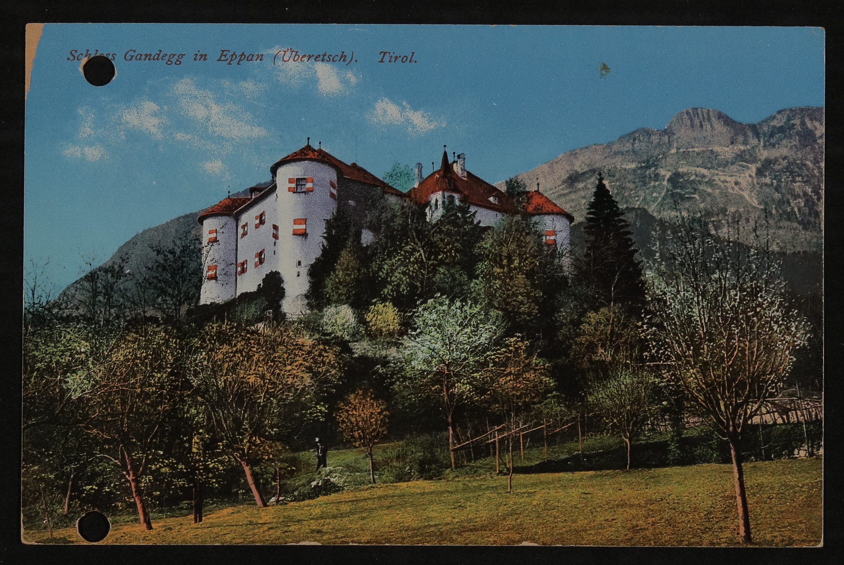 Ansichtskarte von Hofmannsthal an Adolph Fürstner vom Schloss Gandegg, Tirol vom 21. September 1912 (Freies Deutsches Hochstift / Frankfurter Goethe-Museum CC BY-NC-SA)
