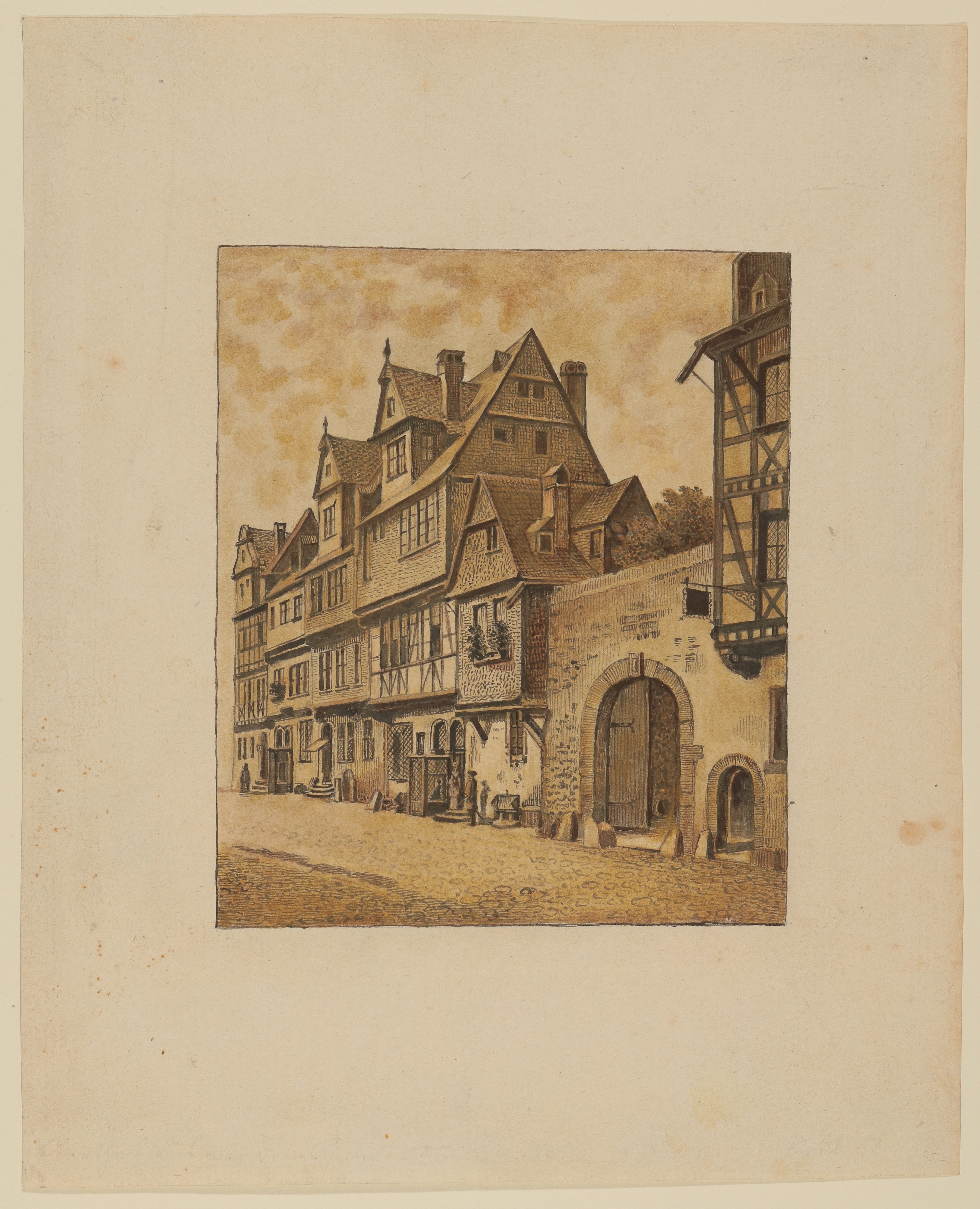 Straßenfront mit Fachwerkhäusern (Freies Deutsches Hochstift / Frankfurter Goethe-Museum Public Domain Mark)