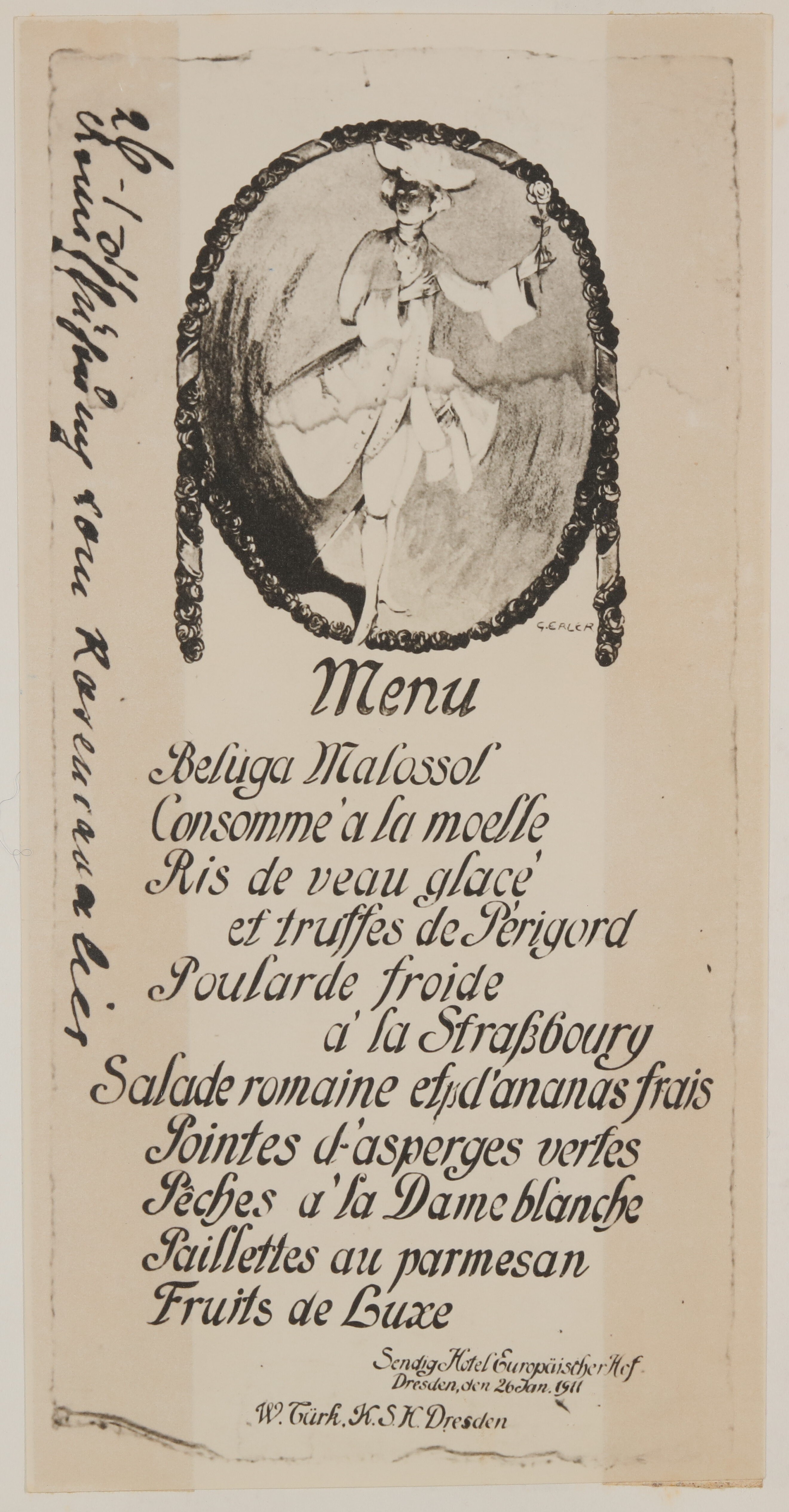 Menu-Karte zur Uraufführung des „Rosenkavalier“ in Dresden am 26. Januar 1910 (Freies Deutsches Hochstift / Frankfurter Goethe-Museum CC BY-NC-SA)