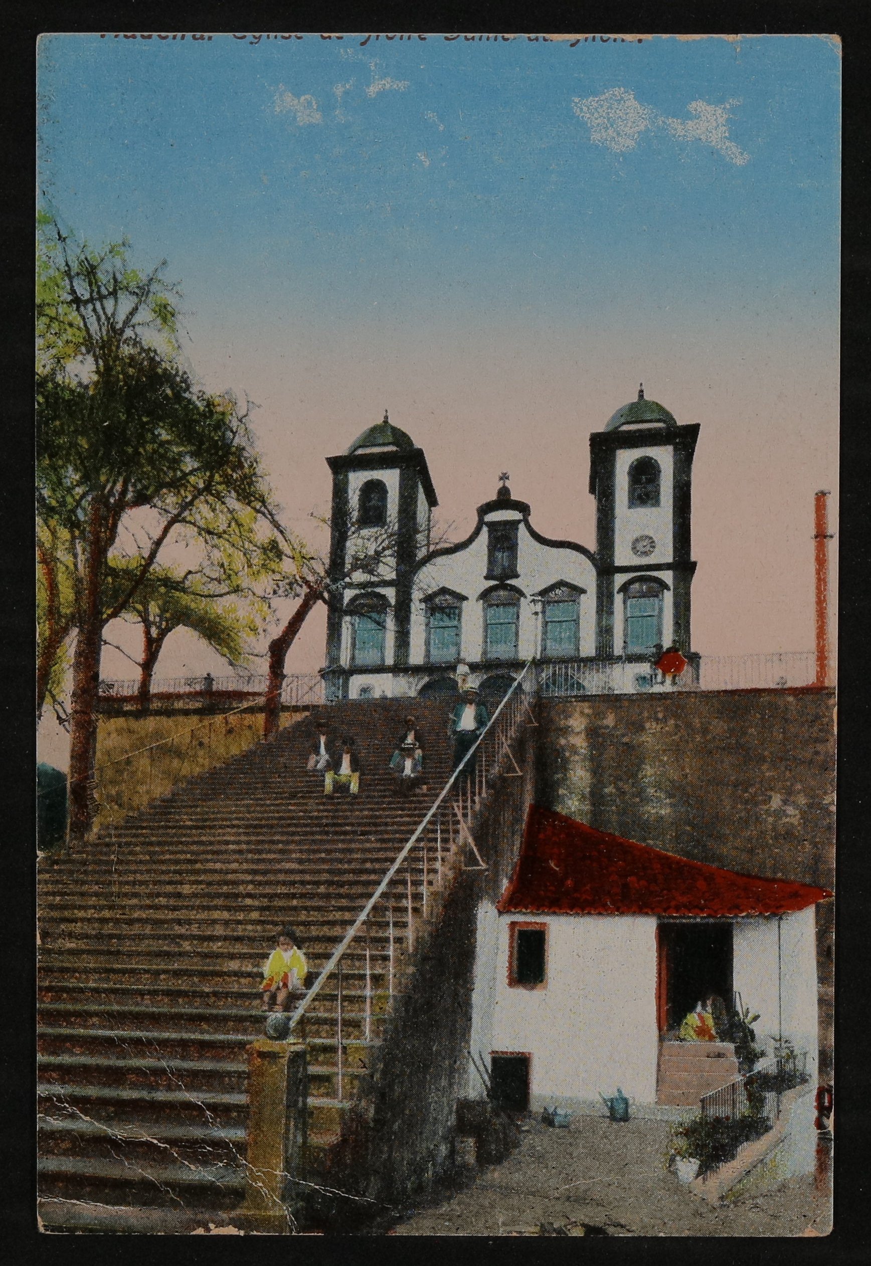 Ansichtskarte von Harry Graf Kessler an Hofmannsthal mit kolorierter Ansicht einer Kirche auf Madeira (Freies Deutsches Hochstift / Frankfurter Goethe-Museum CC BY-NC-SA)