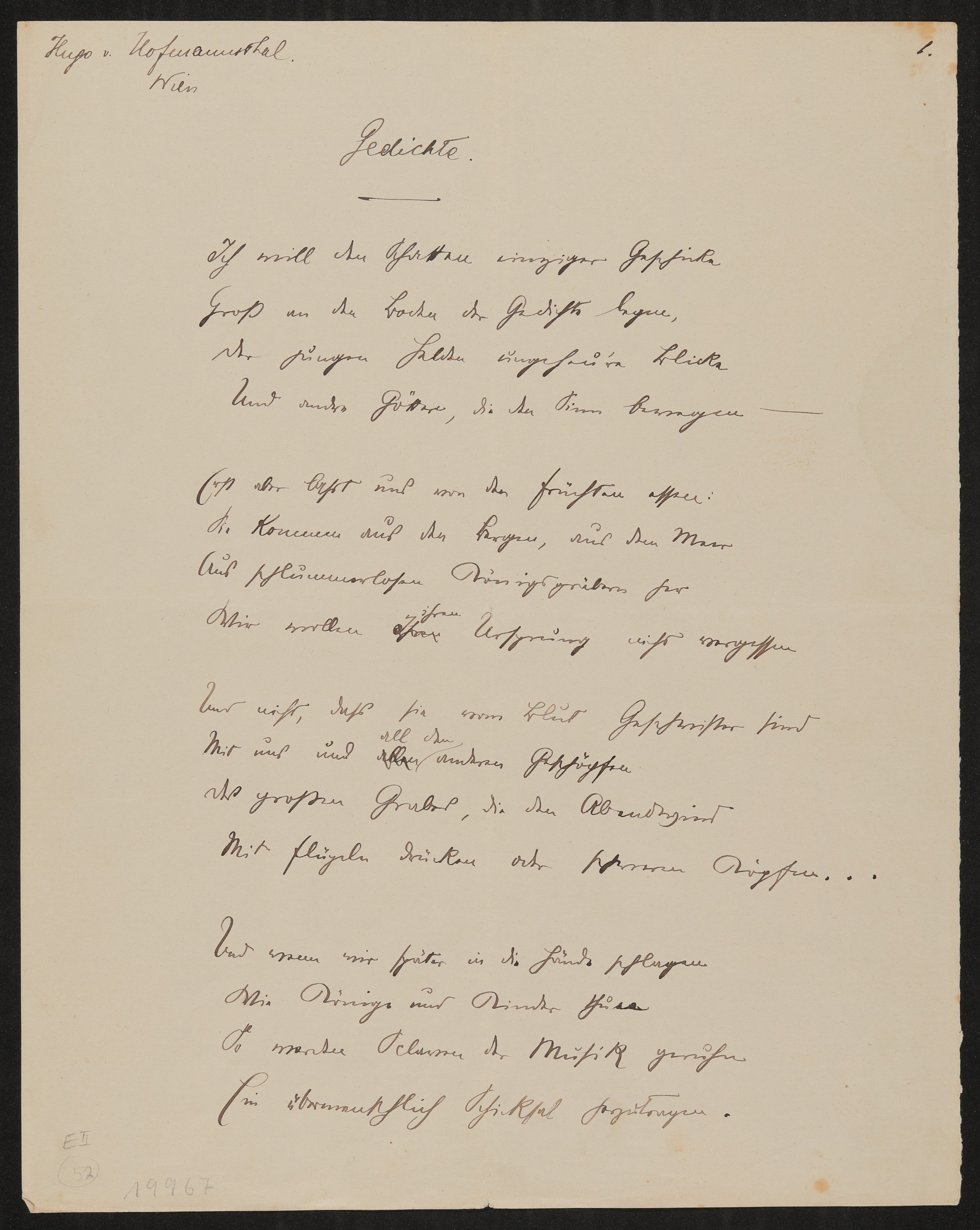 Gedicht: Gedichte (Ich will den Schatten ...) (Freies Deutsches Hochstift / Frankfurter Goethe-Museum Public Domain Mark)