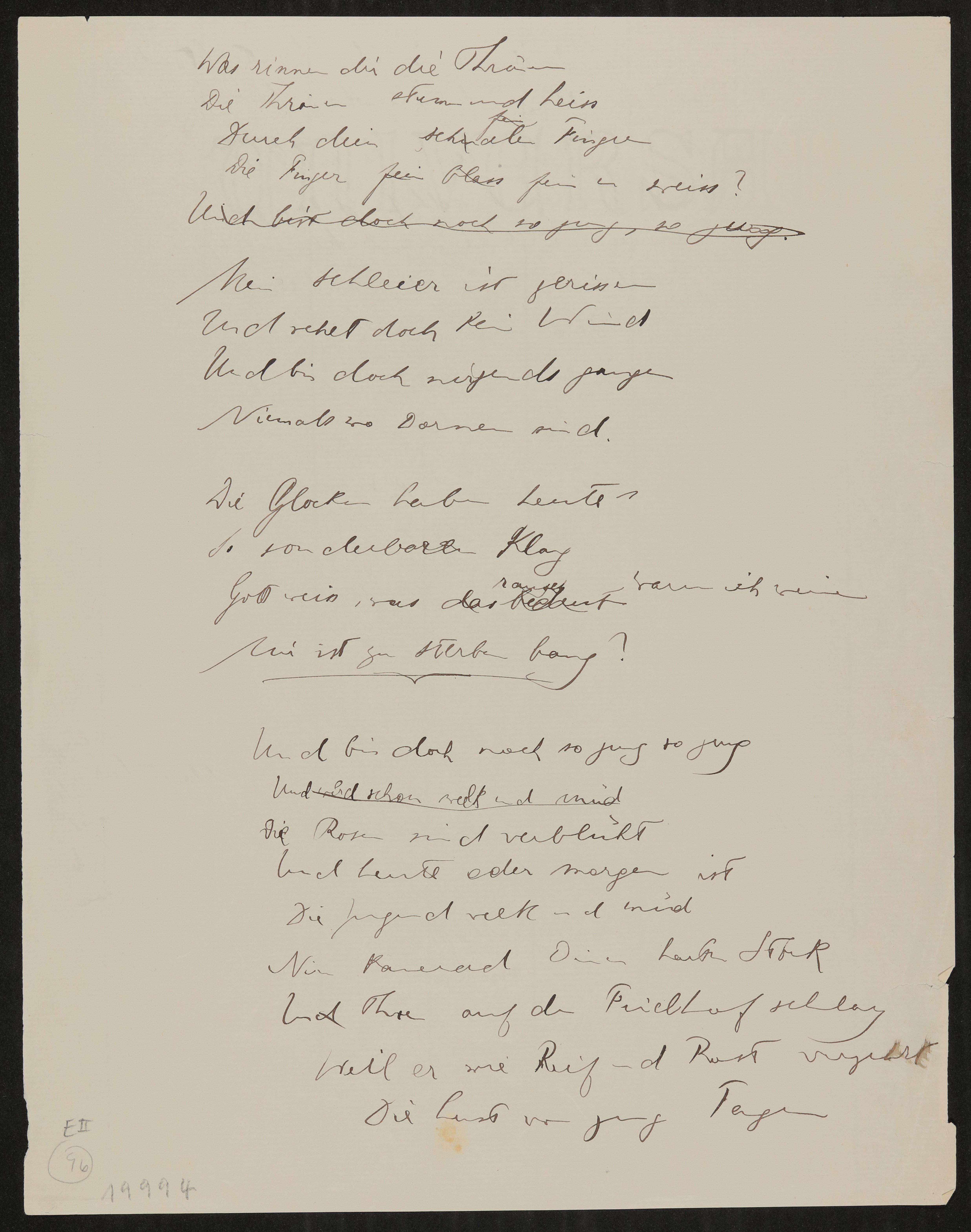 Gedicht: Mädchenlied (Freies Deutsches Hochstift / Frankfurter Goethe-Museum Public Domain Mark)