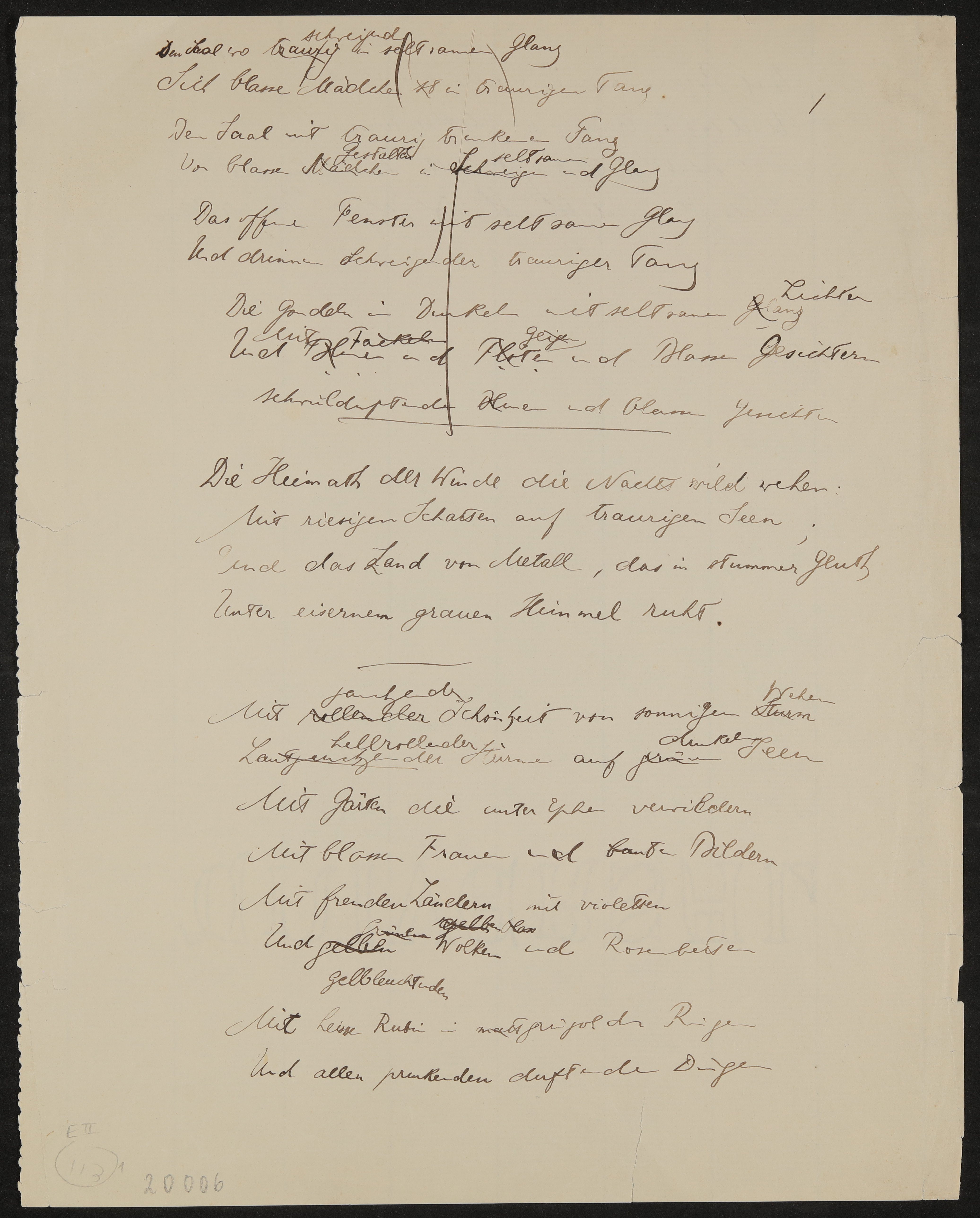 Gedicht: Psyche; Gedicht: Brief aus Bad Fusch, Juli 1892; Gedicht: Welt und ich (Freies Deutsches Hochstift / Frankfurter Goethe-Museum Public Domain Mark)