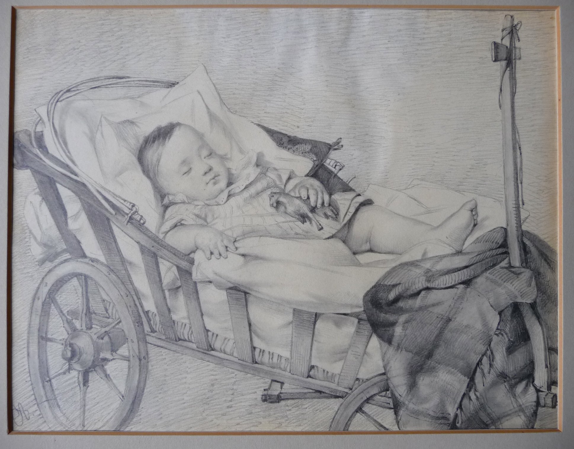 Louis Wolff als Einjähriger schlafend im Leiterwagen (Internationale Louis Spohr Gesellschaft e.V. CC BY-NC-SA)