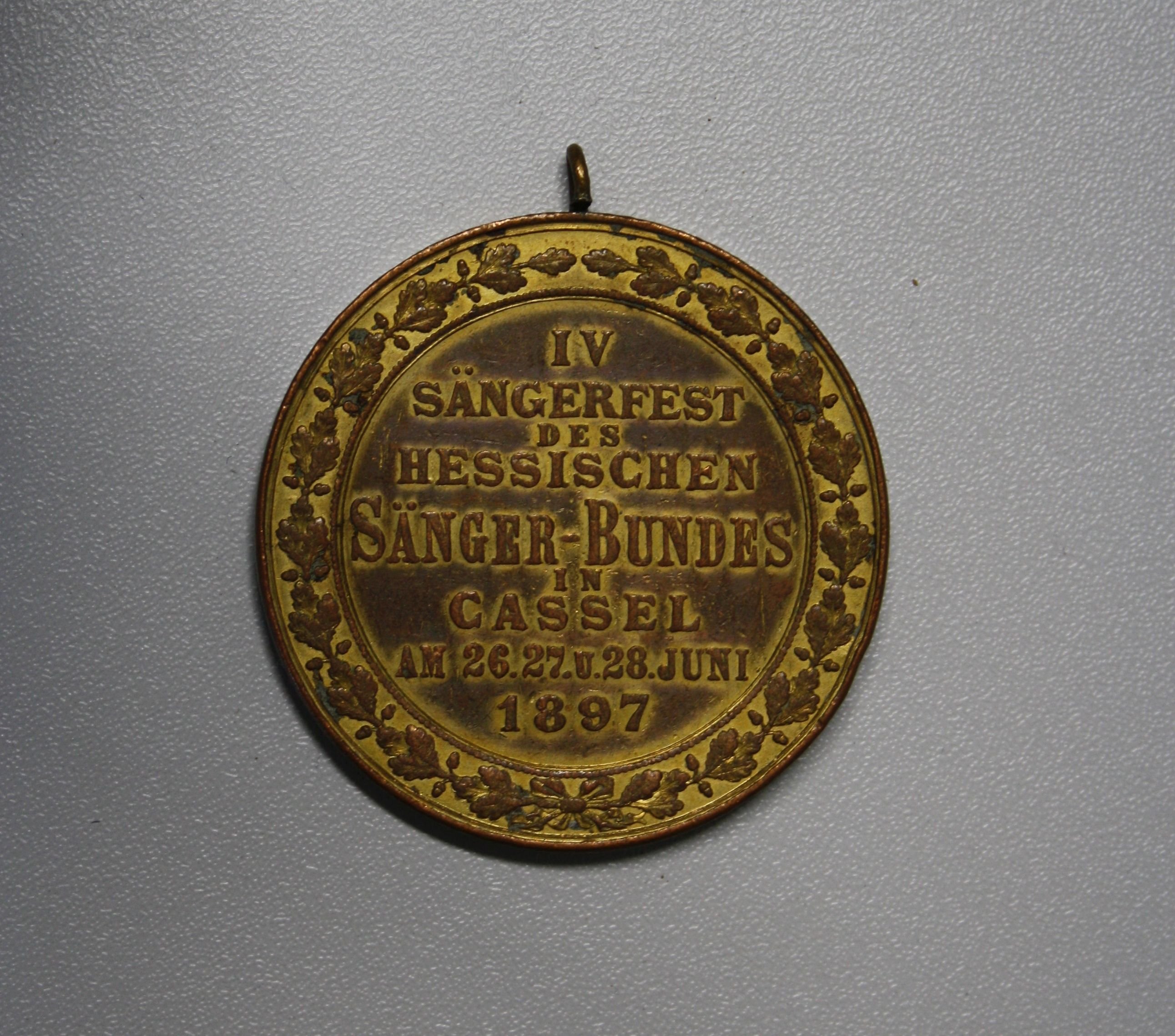 Medaille zum 4. Bundessängerfest Kassel 1897 (Spohr Museum CC BY-NC-SA)