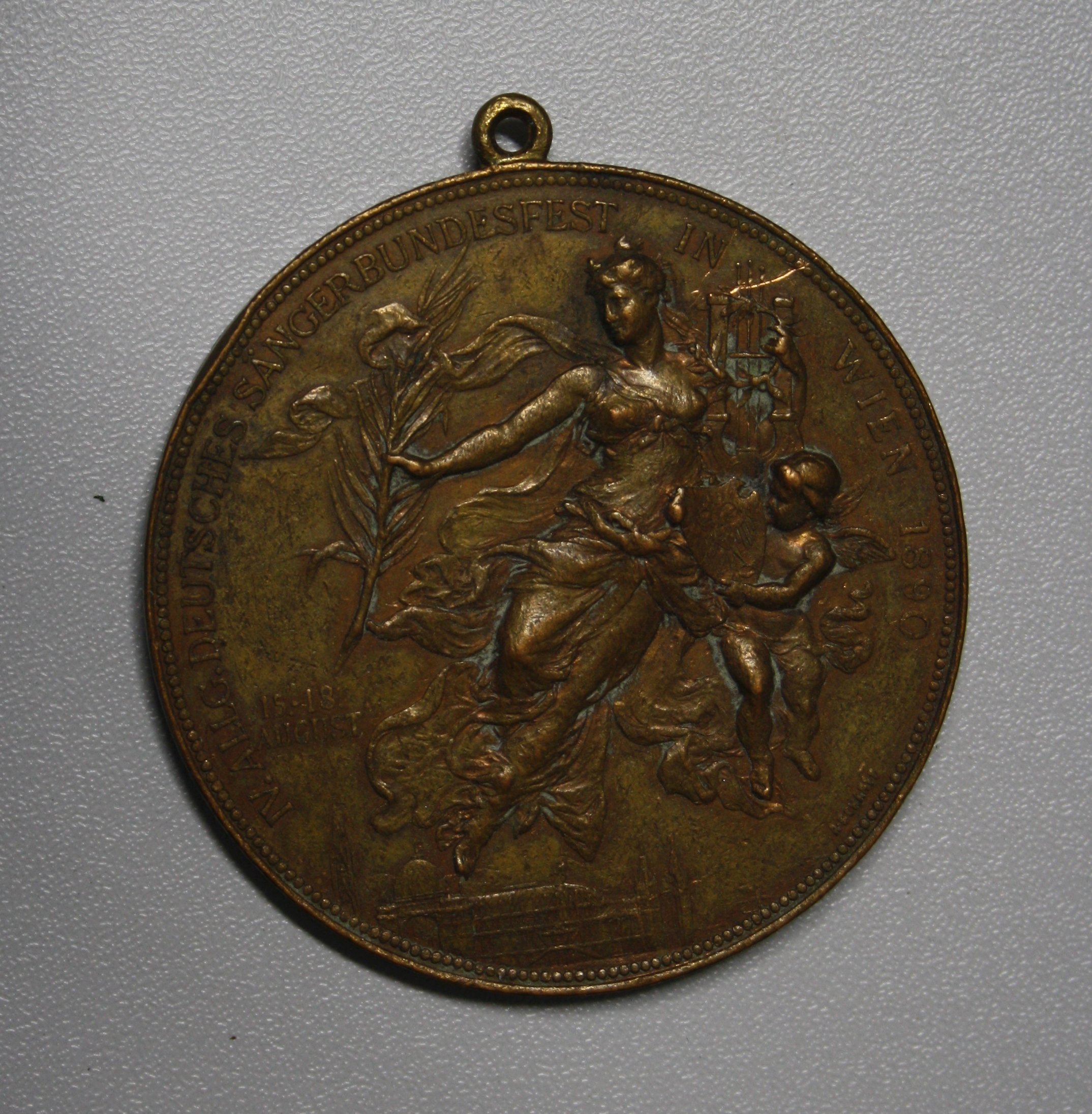 Medaille zum 4. Bundessängerfest Wien 1890 (Spohr Museum CC BY-NC-SA)