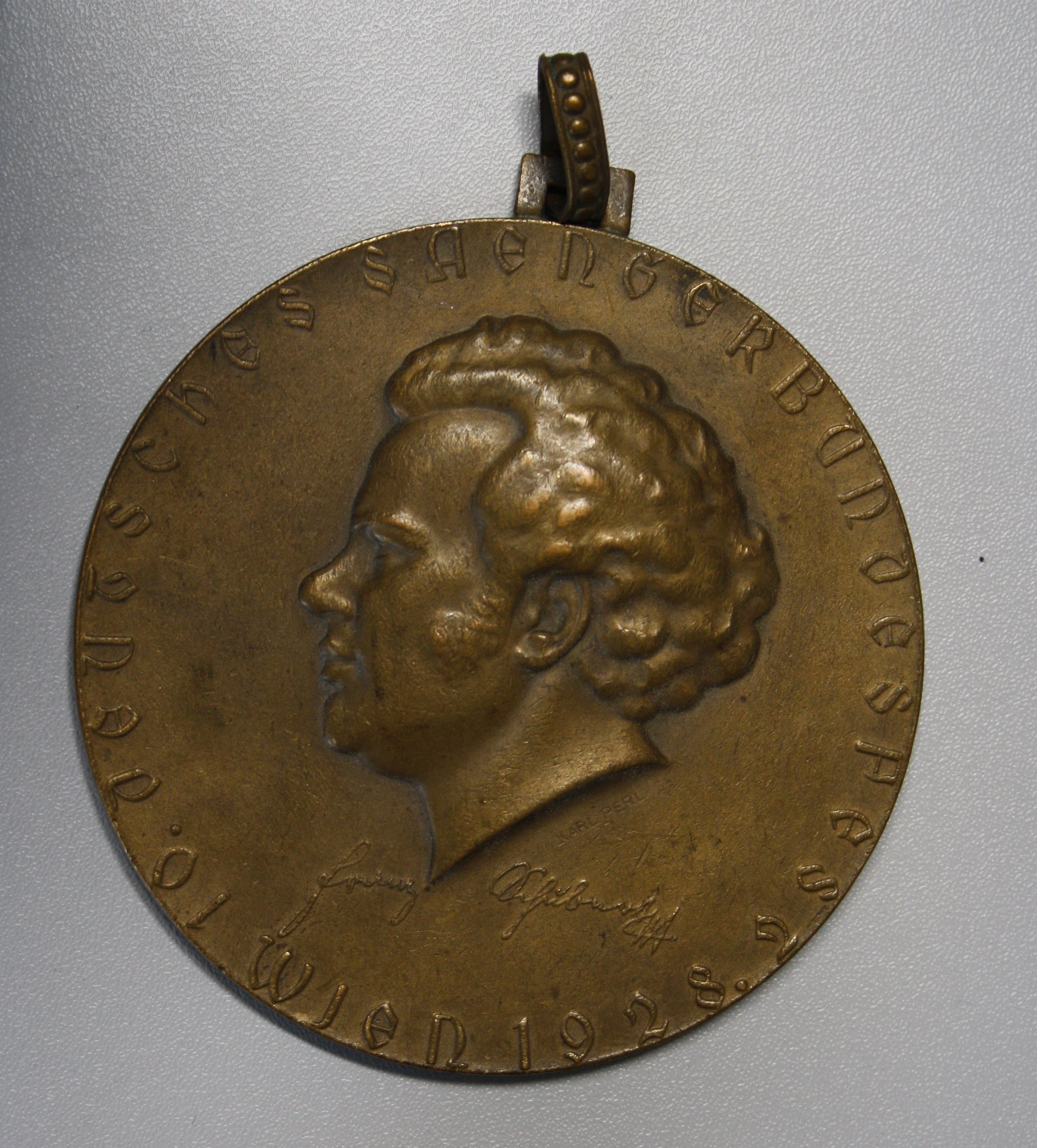 Medaille zum 10. Bundessängerfest Wien 1928 (Spohr Museum CC BY-NC-SA)