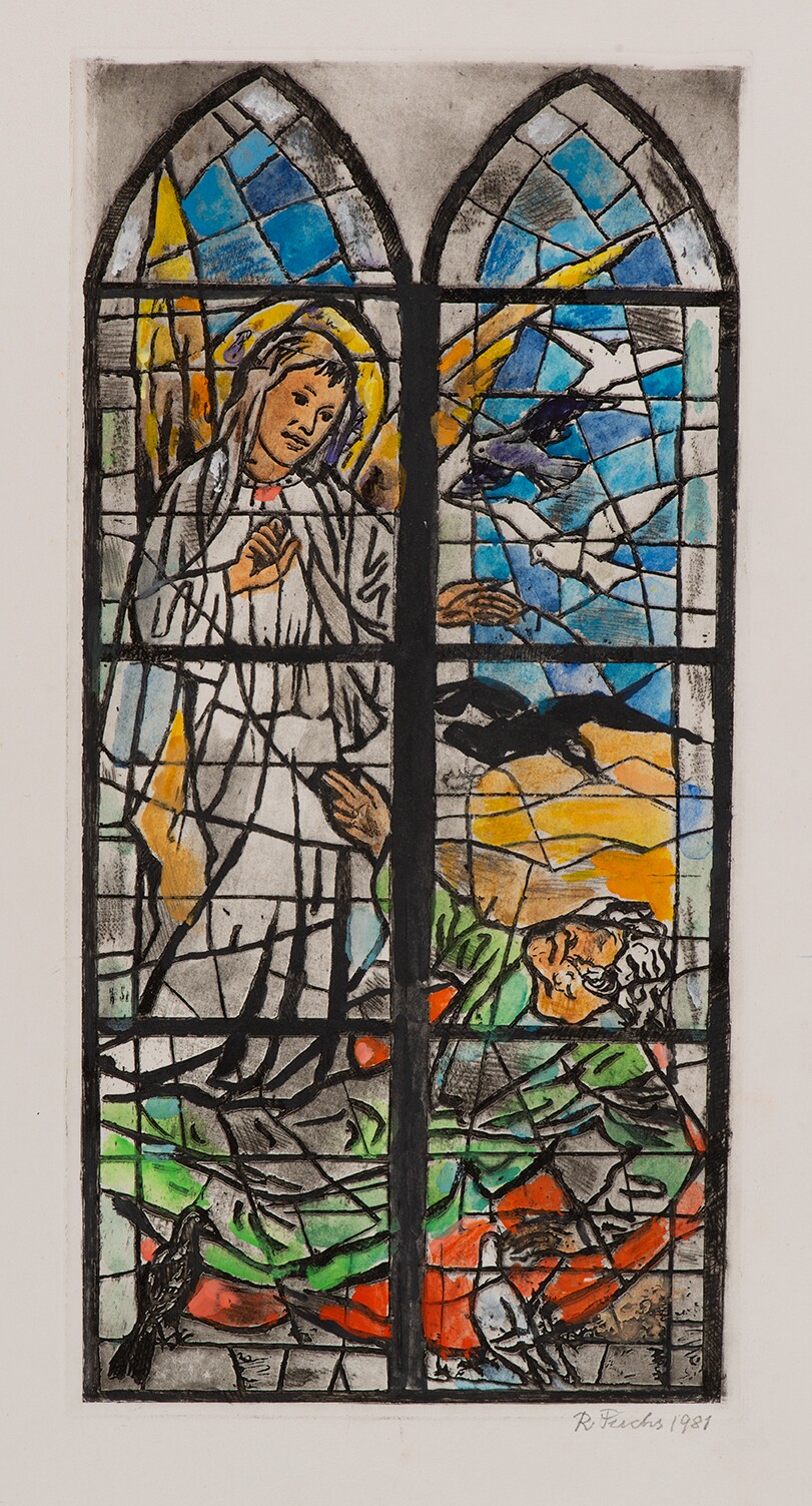Entwurf Kirchenfenster mit Engel (Kunstsammlung Limburg an der Lahn CC BY-NC-ND)
