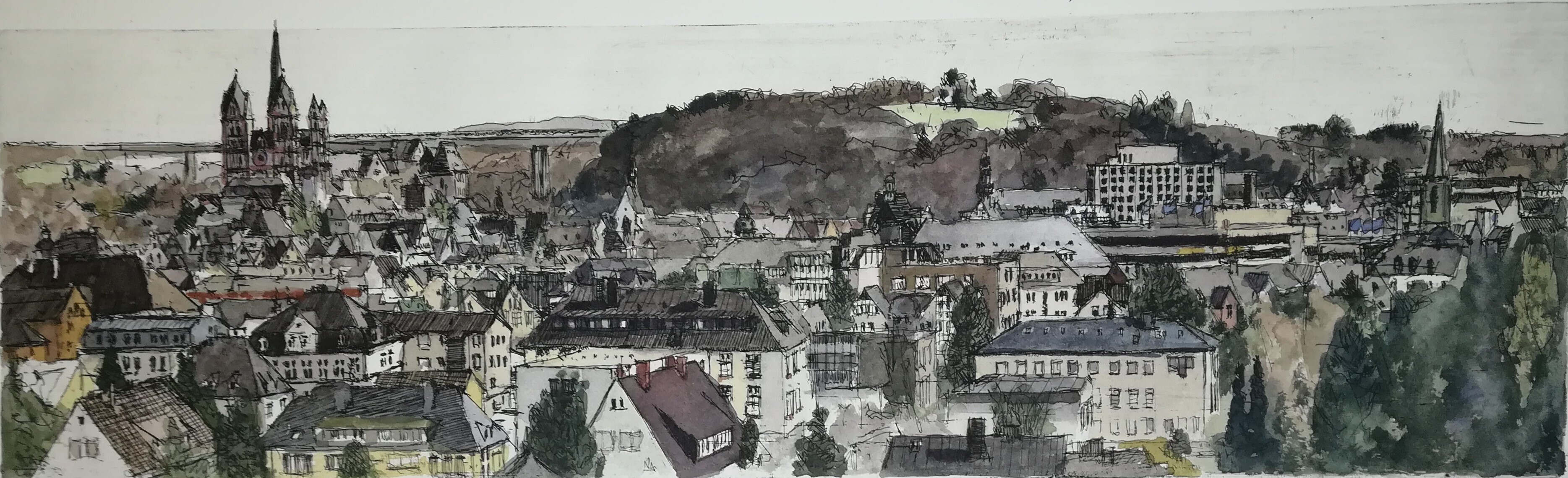Blick über Limburg vom Schafsberg aus (Kunstsammlungen der Stadt Limburg CC BY-NC-ND)