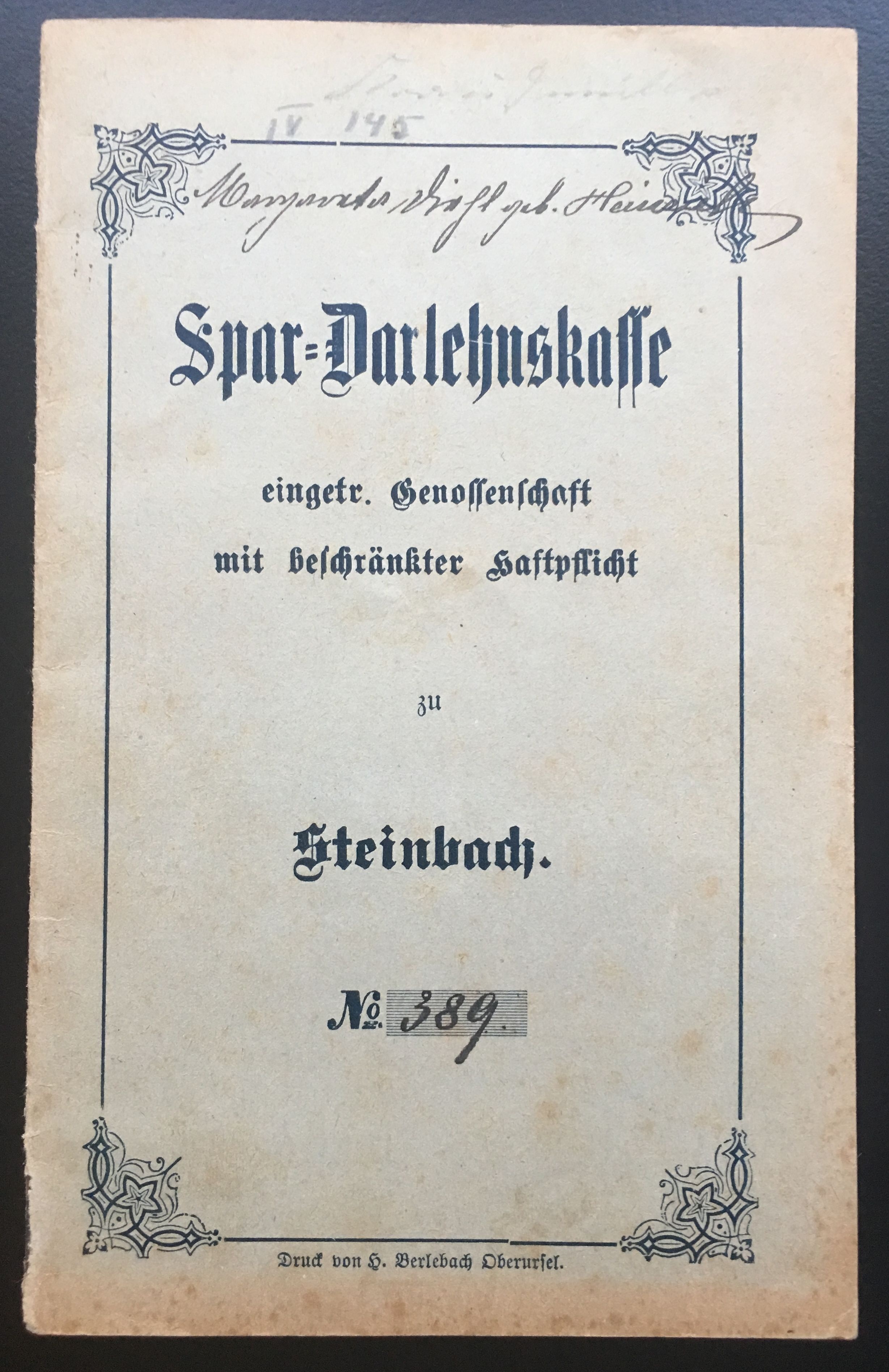 Spar- und Darlehenskasse Steinbach (Taunus-Rhein-Main - Regionalgeschichtliche Sammlung Dr. Stefan Naas CC BY-NC-SA)