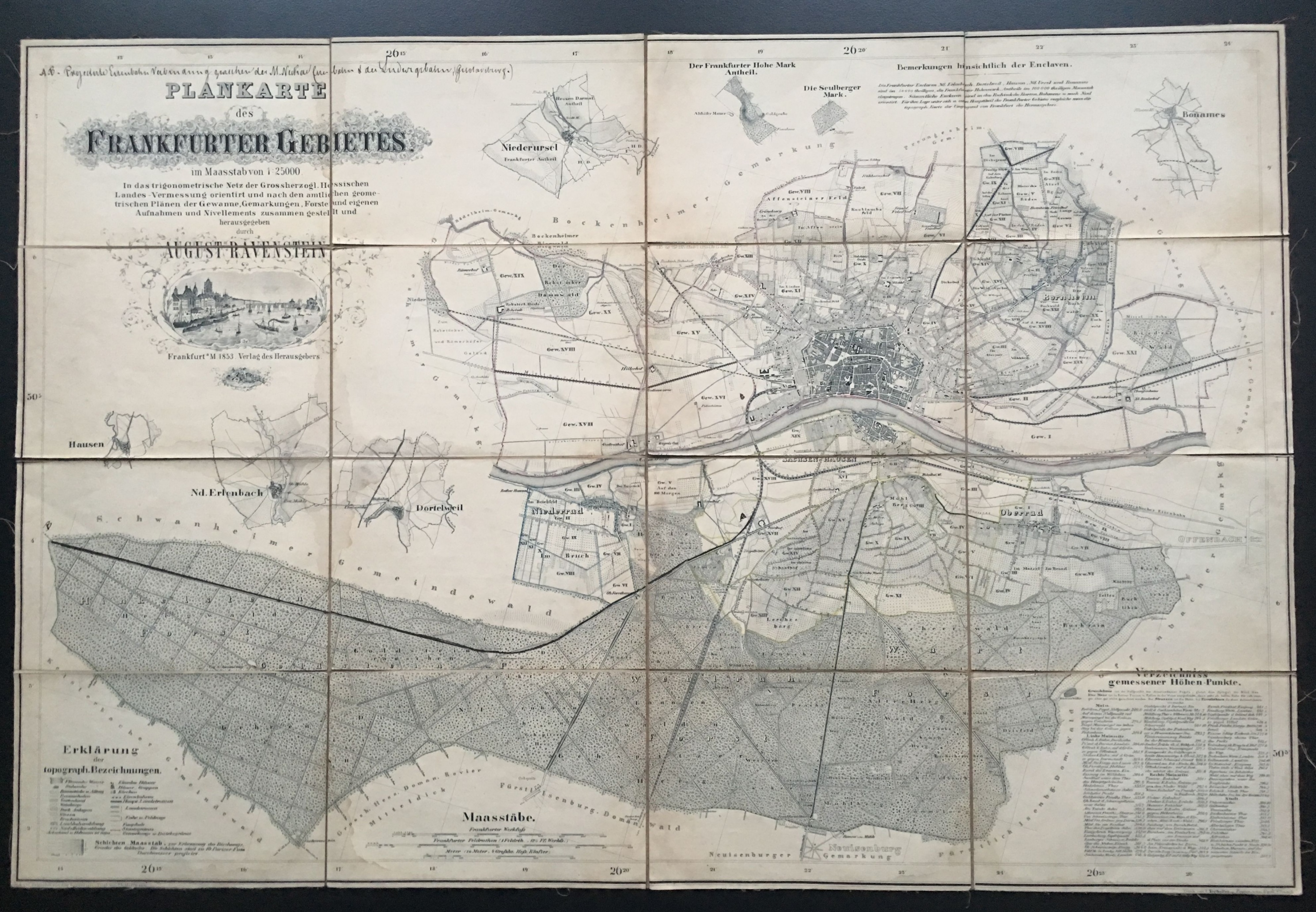 Plankarte des Frankfurter Gebietes, Ravenstein, 1853 (Taunus-Rhein-Main - Regionalgeschichtliche Sammlung Dr. Stefan Naas CC BY-NC-SA)