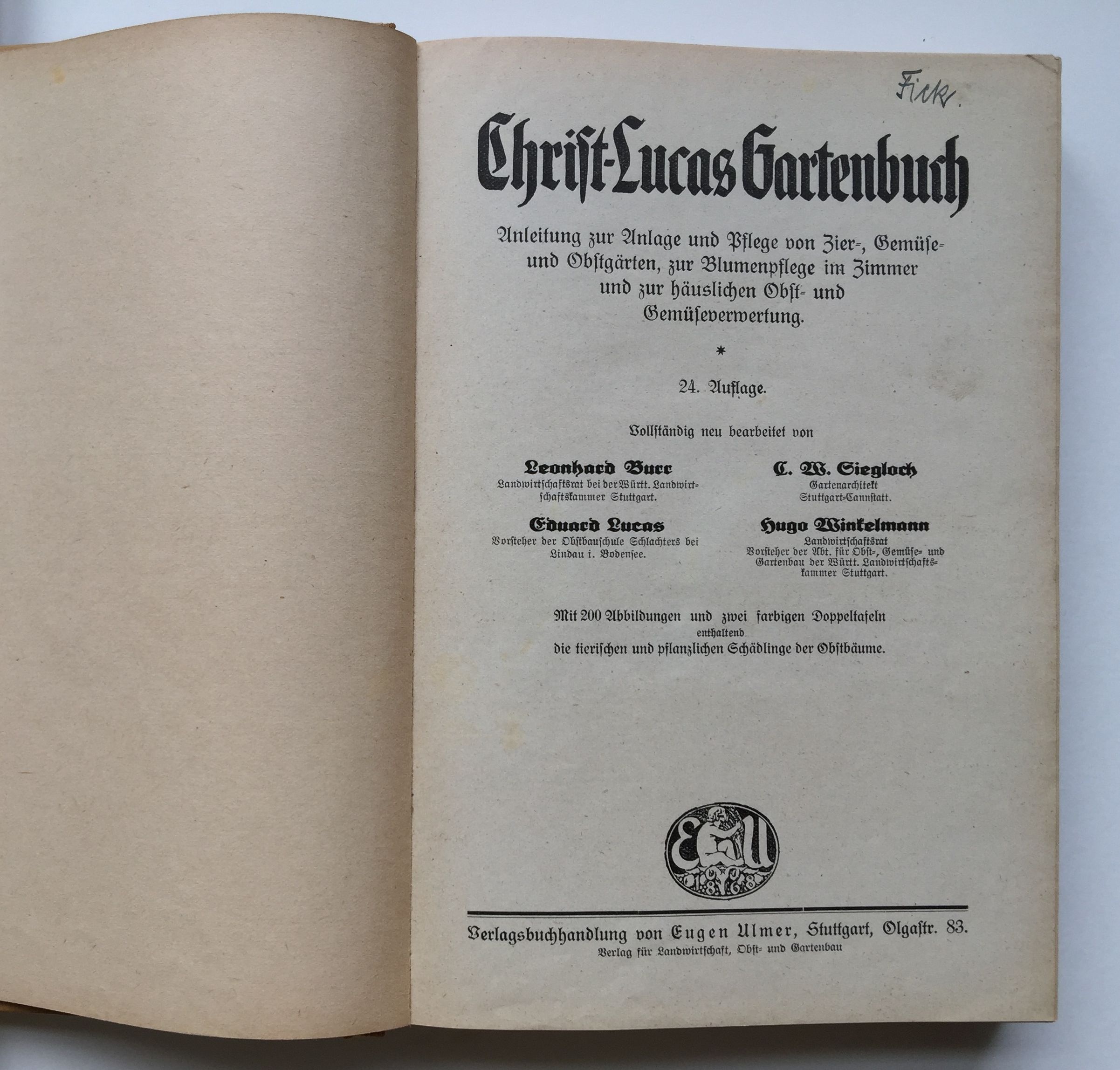 Burr/Lucas/Siegloch Winkelmann, Christ-Lucas Gartenbuch, 24. Auflage, 1930 (Taunus-Rhein-Main - Regionalgeschichtliche Sammlung Dr. Stefan Naas CC BY-NC-SA)