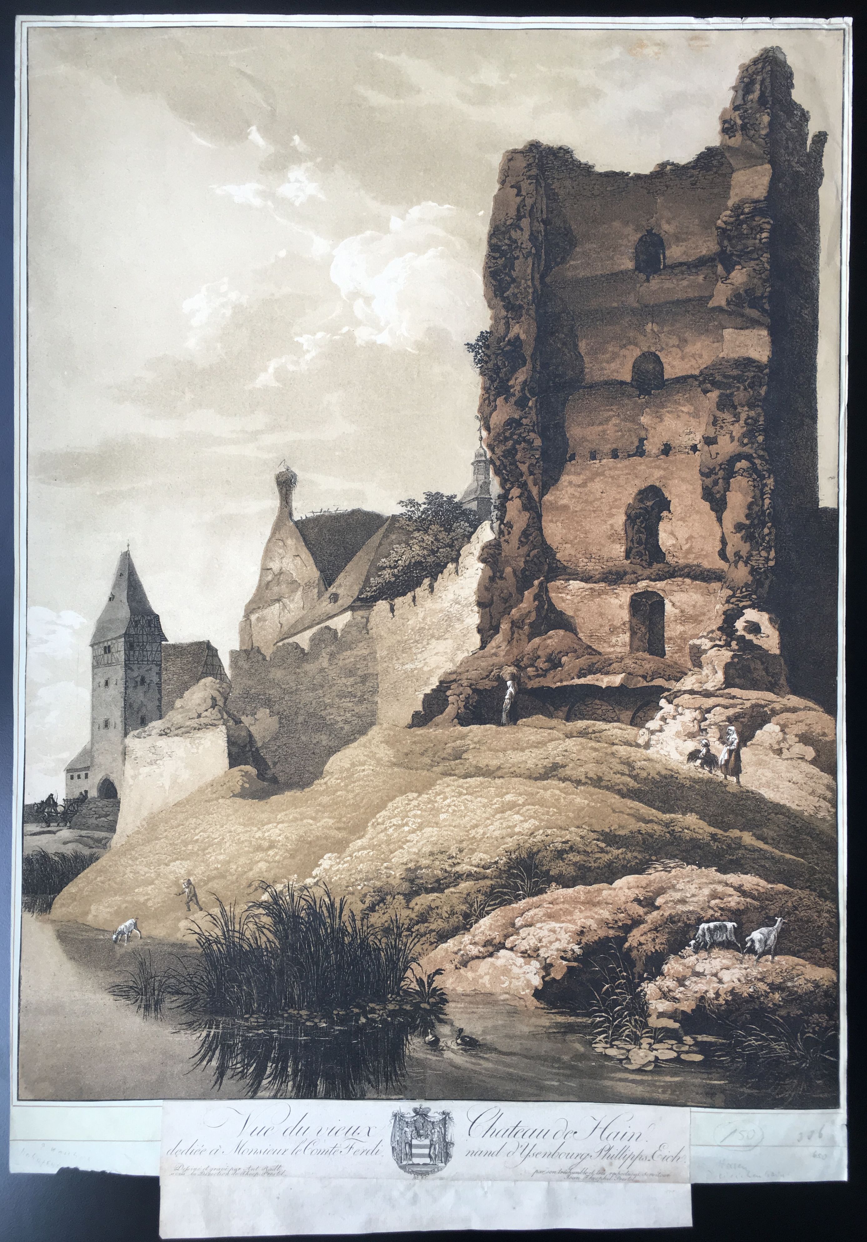 Vue du vieux Chateau de Hain, vor 1802 (Taunus-Rhein-Main - Regionalgeschichtliche Sammlung Dr. Stefan Naas CC BY-NC-SA)