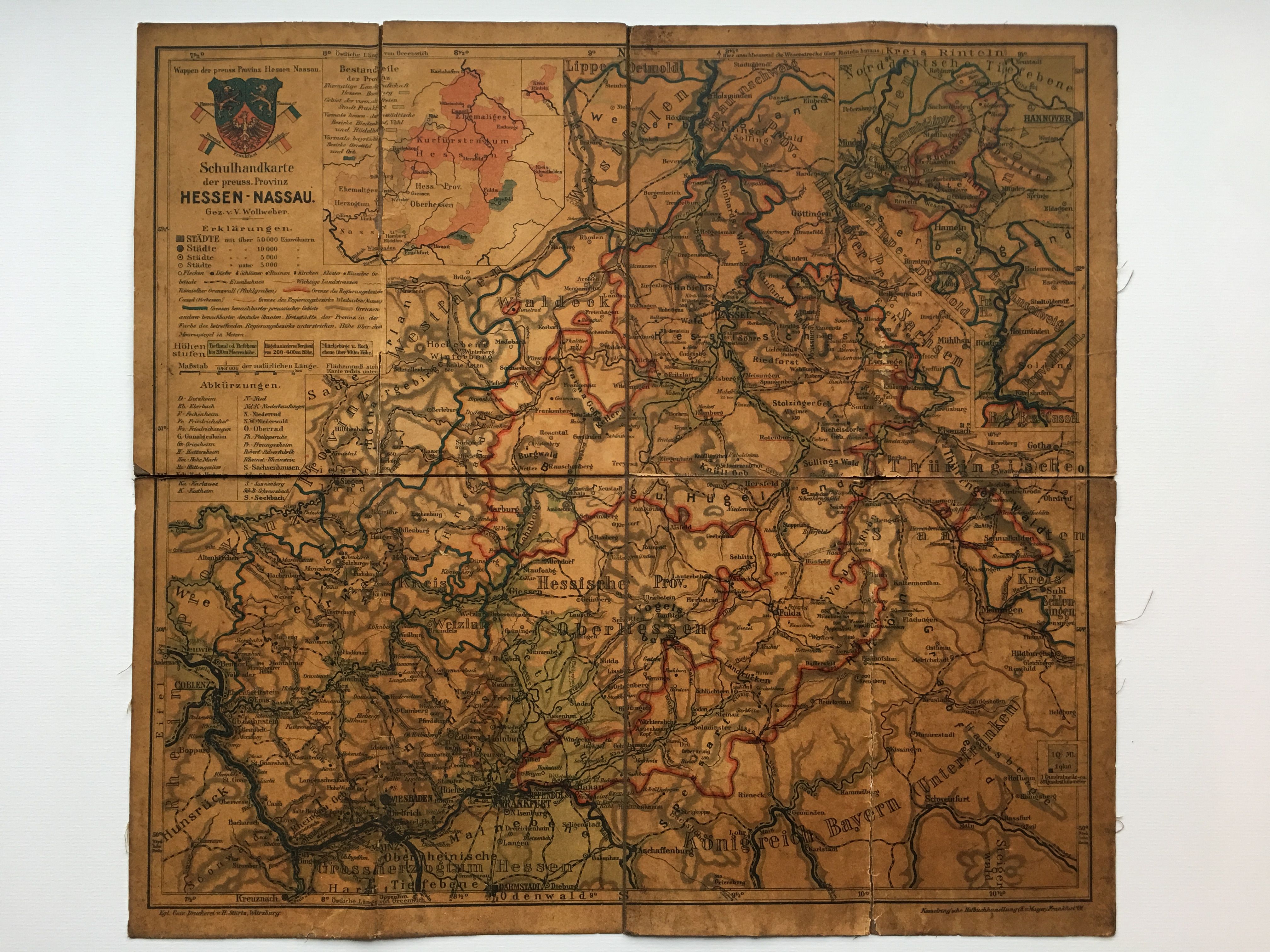 Schulhandkarte der preuss. Provinz Hessen-Nassau, vor 1914. (Taunus-Rhein-Main - Regionalgeschichtliche Sammlung Dr. Stefan Naas CC BY-NC-SA)