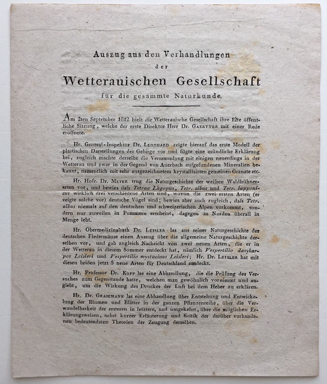 Wetterauische Gesellschaft, Auszug aus den Verhandlungen, 1812 (Taunus-Rhein-Main - Regionalgeschichtliche Sammlung Dr. Stefan Naas CC BY-NC-SA)