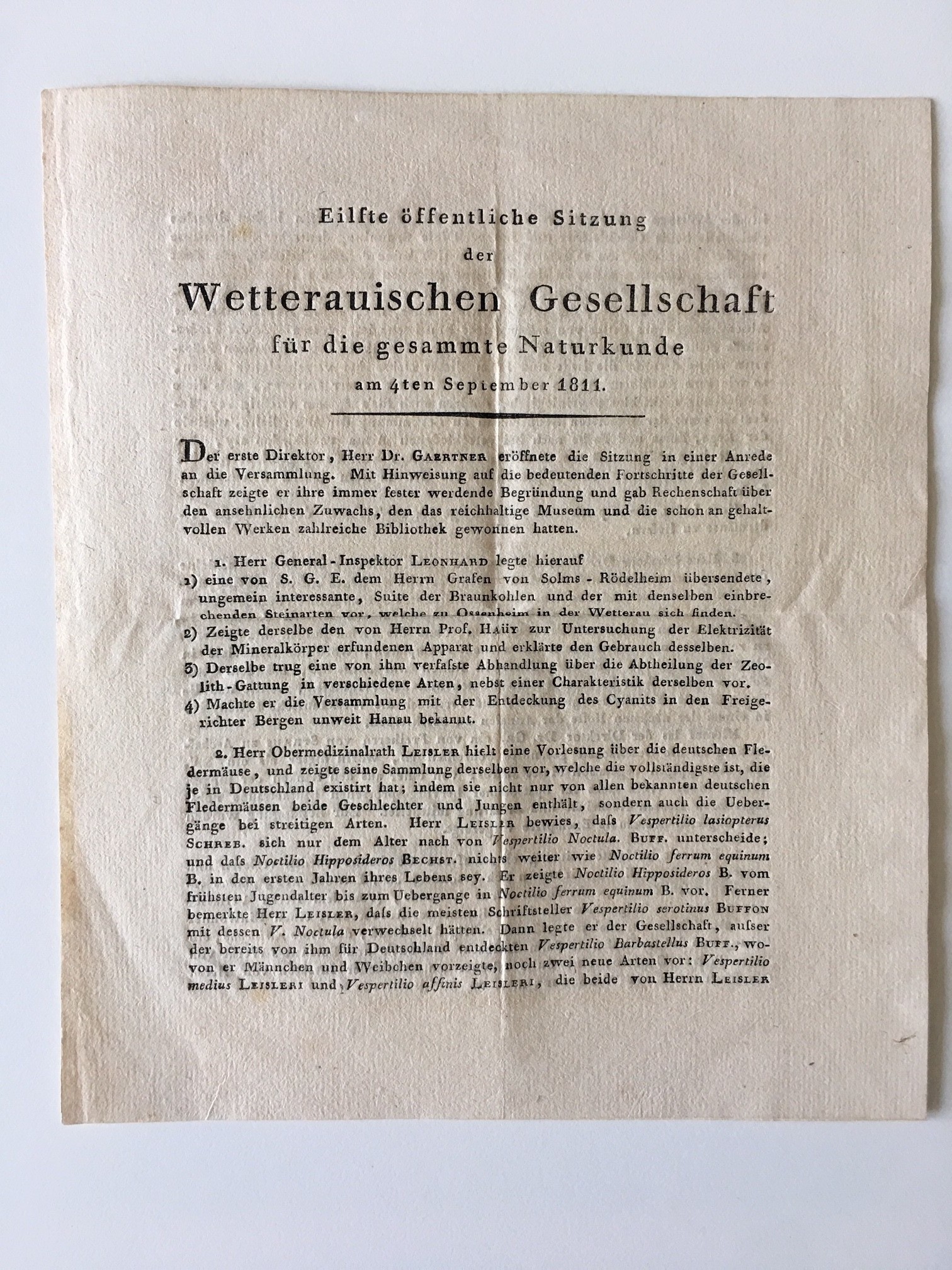 Wetterauische Gesellschaft, Protokoll, Eilfte öffentliche Sitzung am 4. September 1811. (Taunus-Rhein-Main - Regionalgeschichtliche Sammlung Dr. Stefan Naas CC BY-NC-SA)