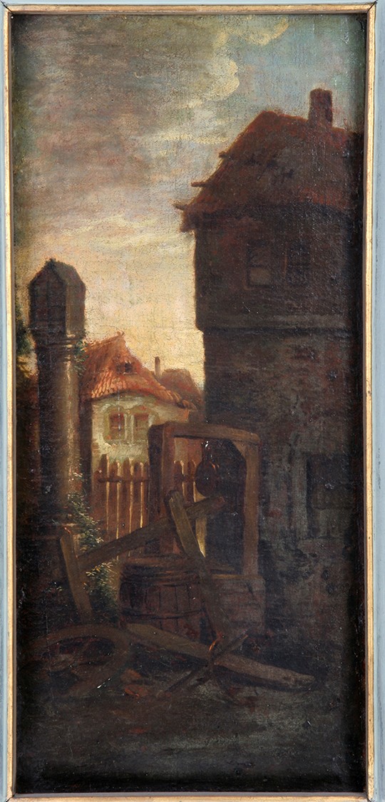 Gehöft mit Brunnen und Bildstock (Fragment) (Freies Deutsches Hochstift / Frankfurter Goethe-Museum RR-F)