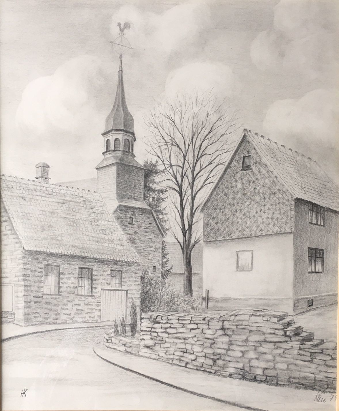Horst Käse, Evangelische Kirche und Kirchgasse in Steinbach, 1979. (Taunus-Rhein-Main - Regionalgeschichtliche Sammlung Dr. Stefan Naas CC BY-NC-SA)