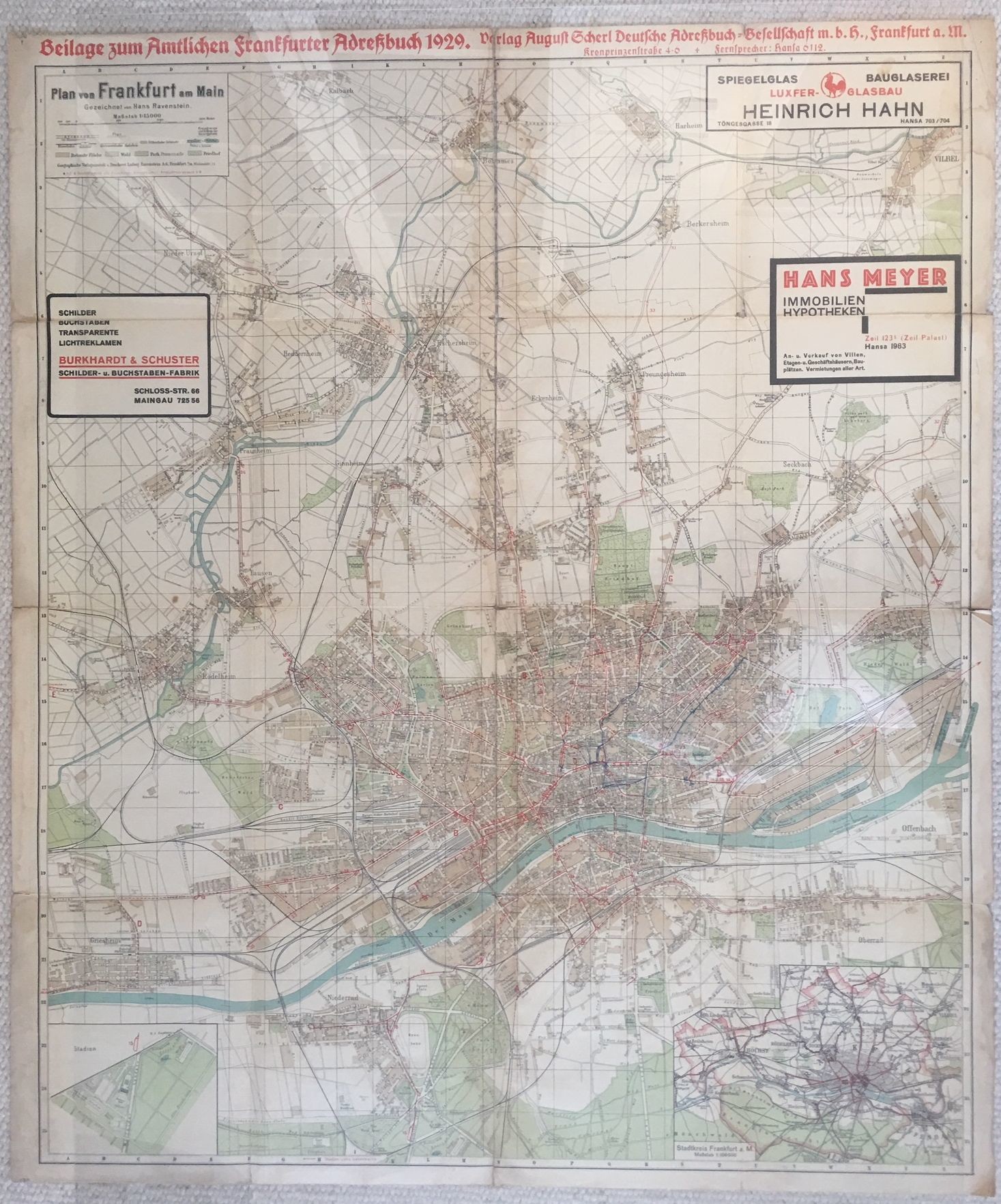 Karte Beilage zum Amtl. Frankfurter Adressbuch von 1929 (Taunus-Rhein-Main - Regionalgeschichtliche Sammlung Dr. Stefan Naas CC BY-NC-SA)