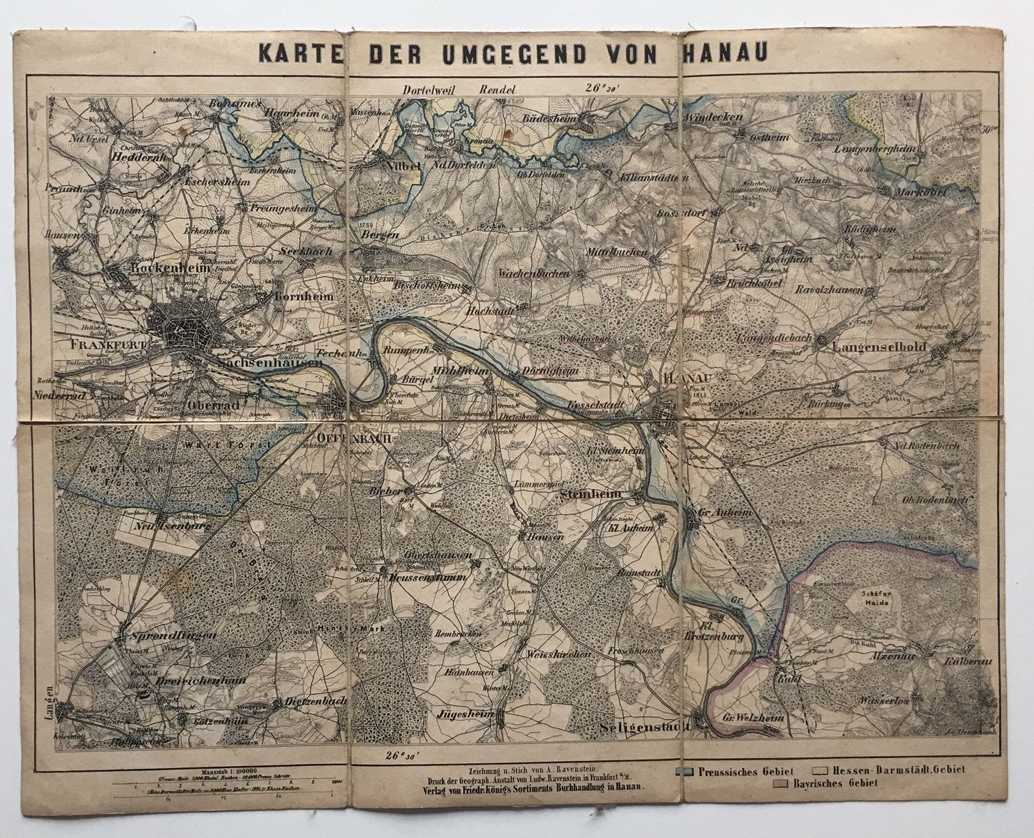 Karte der Umgebung von Hanau, ca. 1900. (Taunus-Rhein-Main - Regionalgeschichtliche Sammlung Dr. Stefan Naas CC BY-NC-SA)