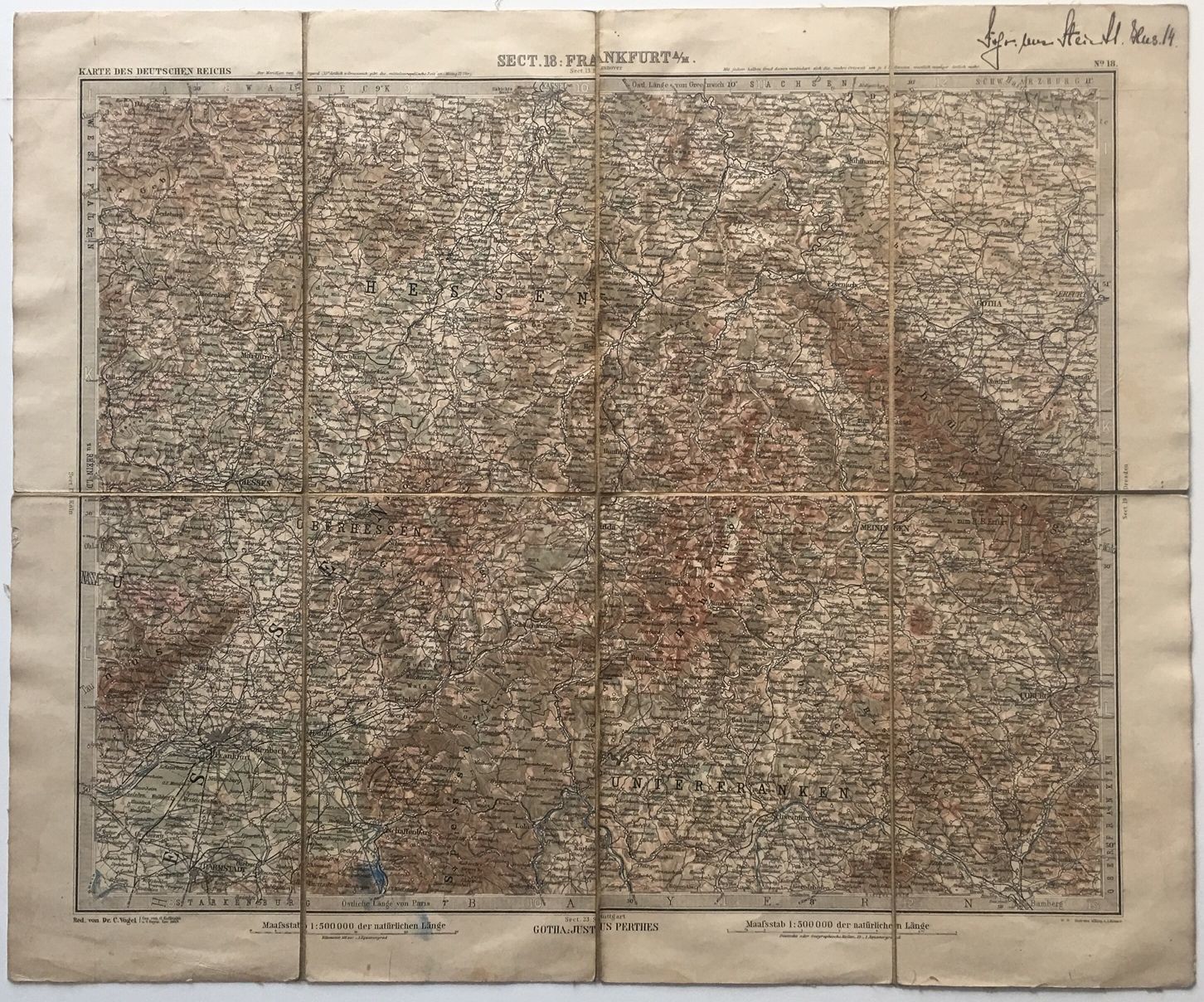 Karte des Deutschen Reichs, Sect. 18: Frankfurt a. M., 1899 (Taunus-Rhein-Main - Regionalgeschichtliche Sammlung Dr. Stefan Naas CC BY-NC-SA)