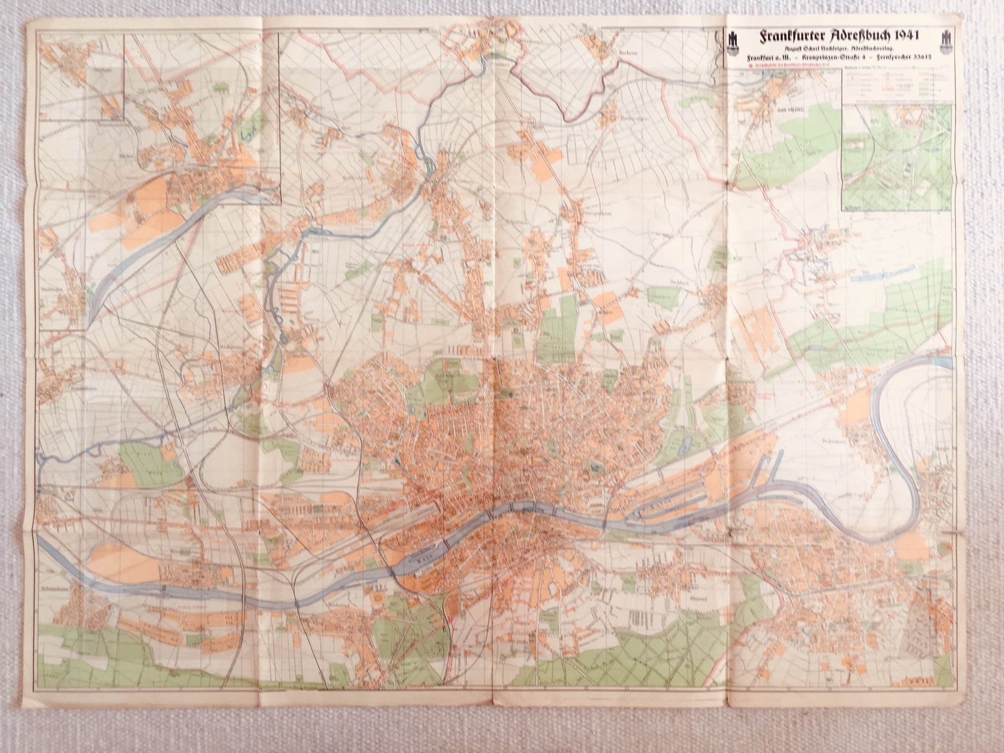 Karte zum Frankfurter Adressbuch von 1941 (Taunus-Rhein-Main - Regionalgeschichtliche Sammlung Dr. Stefan Naas CC BY-NC-SA)