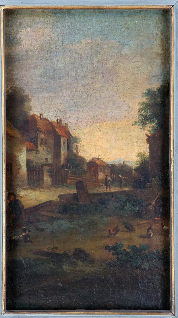 Landschaft mit Gehöft und Hühnern (Fragment) (Freies Deutsches Hochstift / Frankfurter Goethe-Museum RR-F)