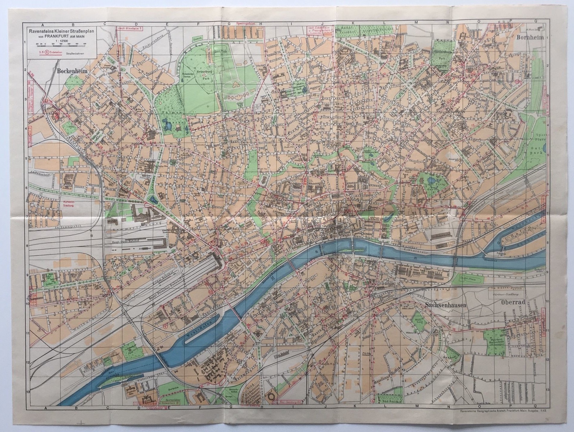 Ravensteins kleiner Straßenplan von Frankfurt (Taunus-Rhein-Main - Regionalgeschichtliche Sammlung Dr. Stefan Naas CC BY-NC-SA)