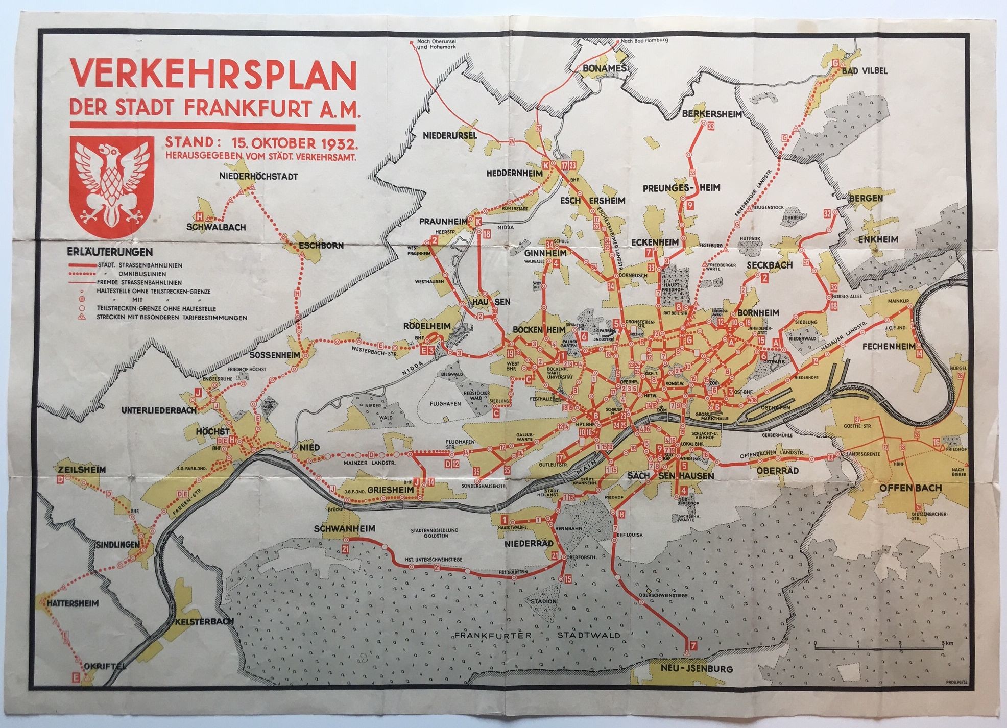 Verkehrsplan der Stadt Frankfurt a. M., 1932. (Taunus-Rhein-Main - Regionalgeschichtliche Sammlung Dr. Stefan Naas CC BY-NC-SA)