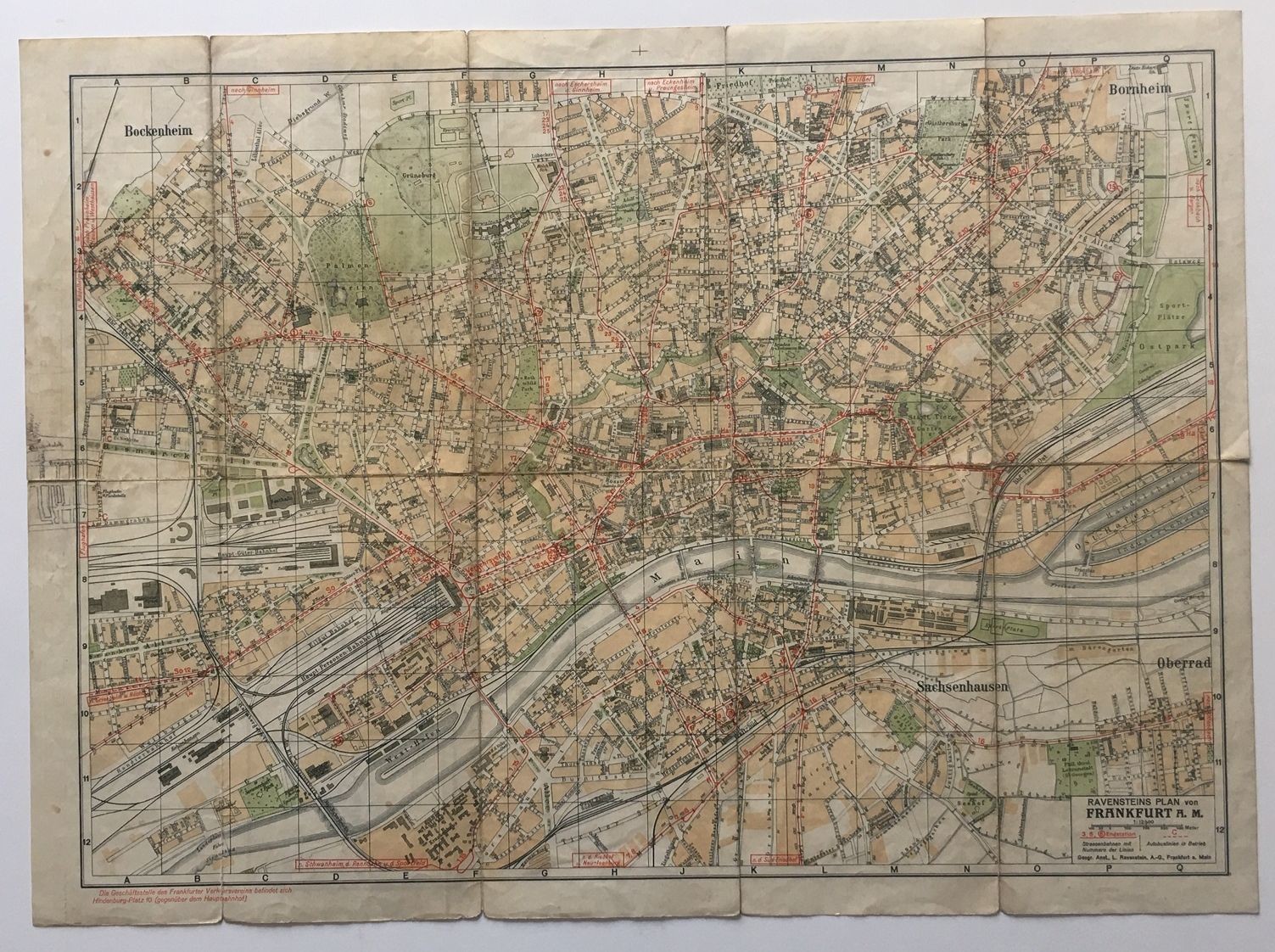 Ravensteins Straßenplan von Frankfurt, ca. 1920 (Taunus-Rhein-Main - Regionalgeschichtliche Sammlung Dr. Stefan Naas CC BY-NC-SA)